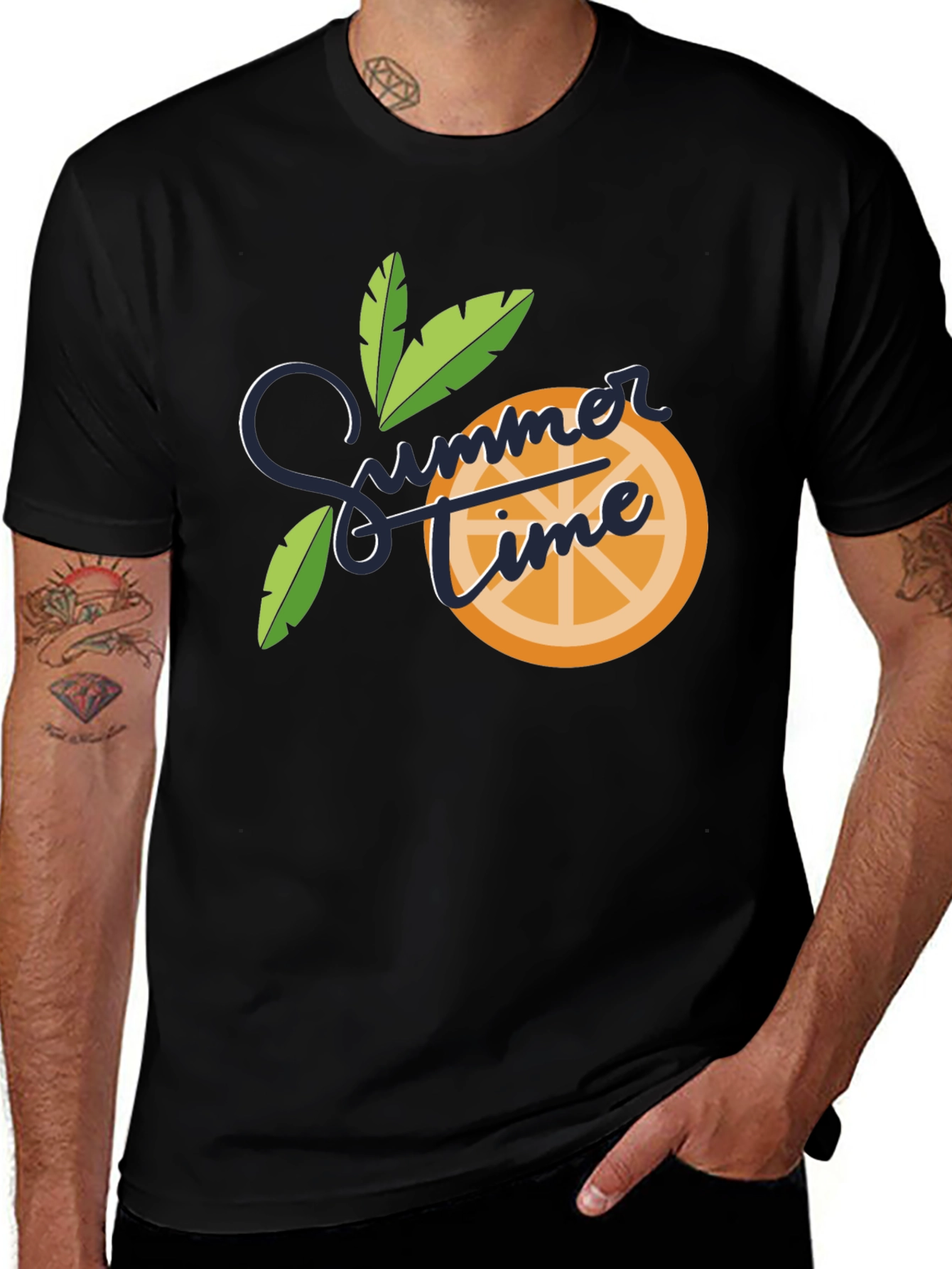 Variant 29 of Summer Time Graphic Tee - Black Cotton Blend