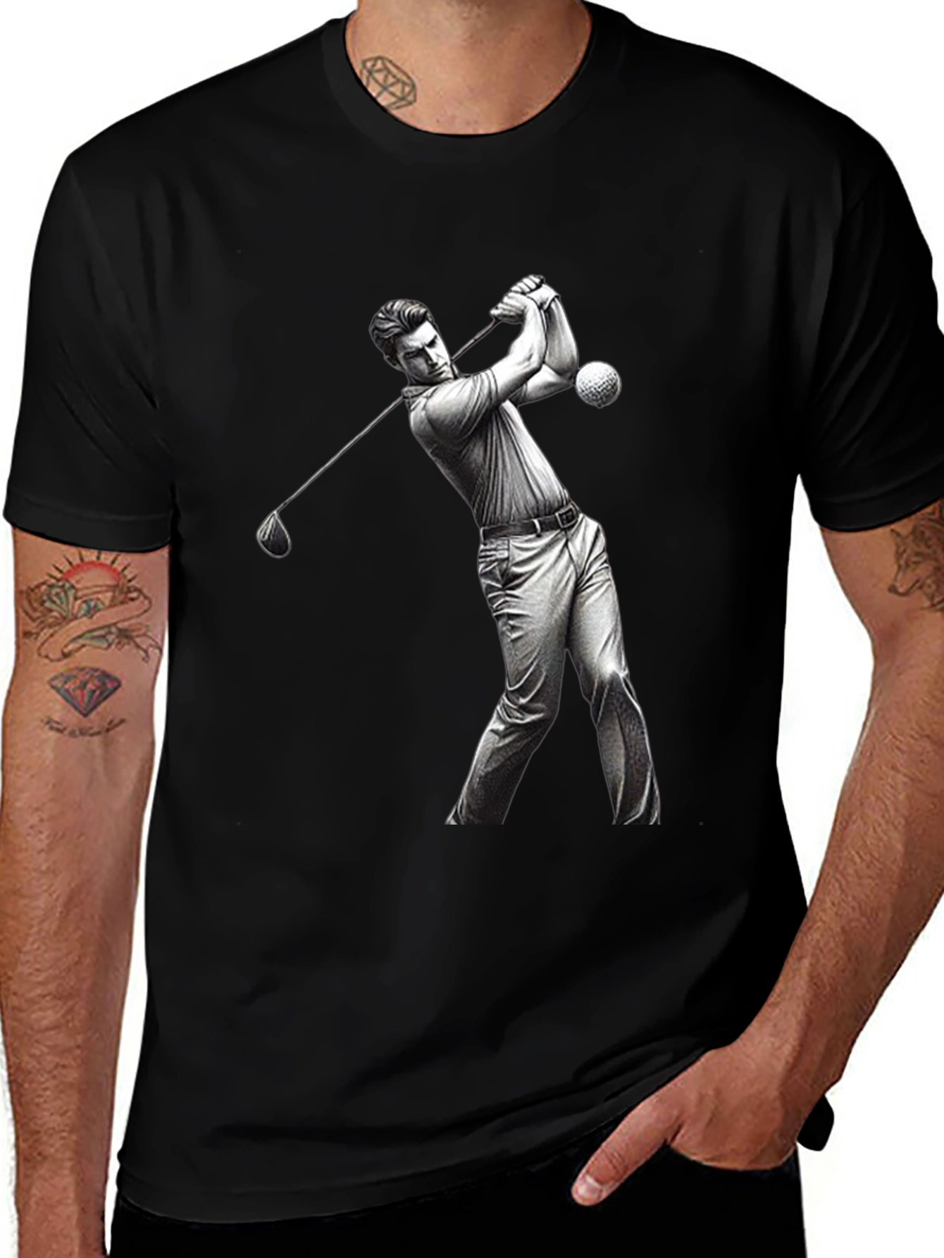 Variant 27 of Golf Swing Graphic Tee - Black T-Shirt