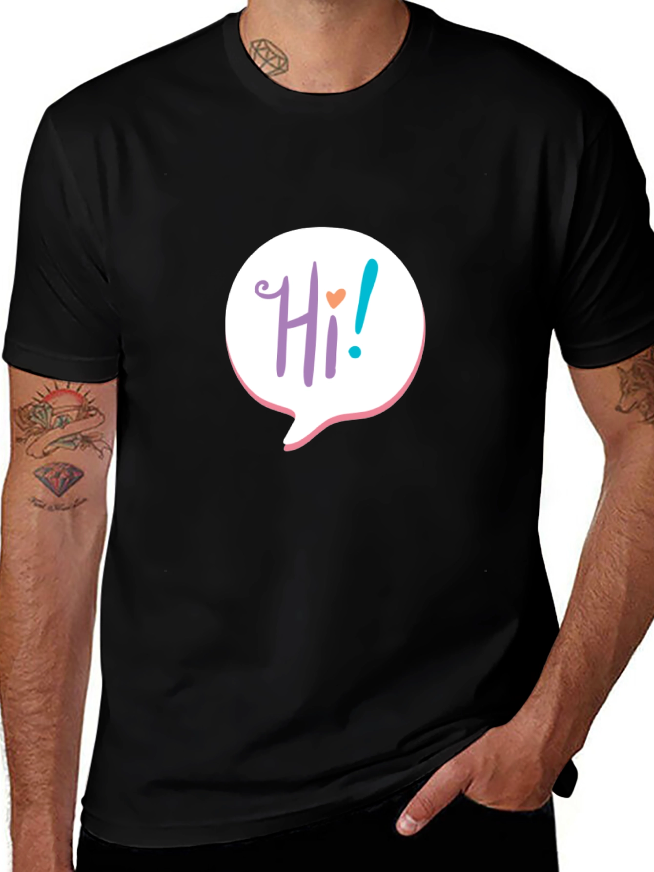 Variant 5 of Hi Speech Bubble Graphic Black T-Shirt