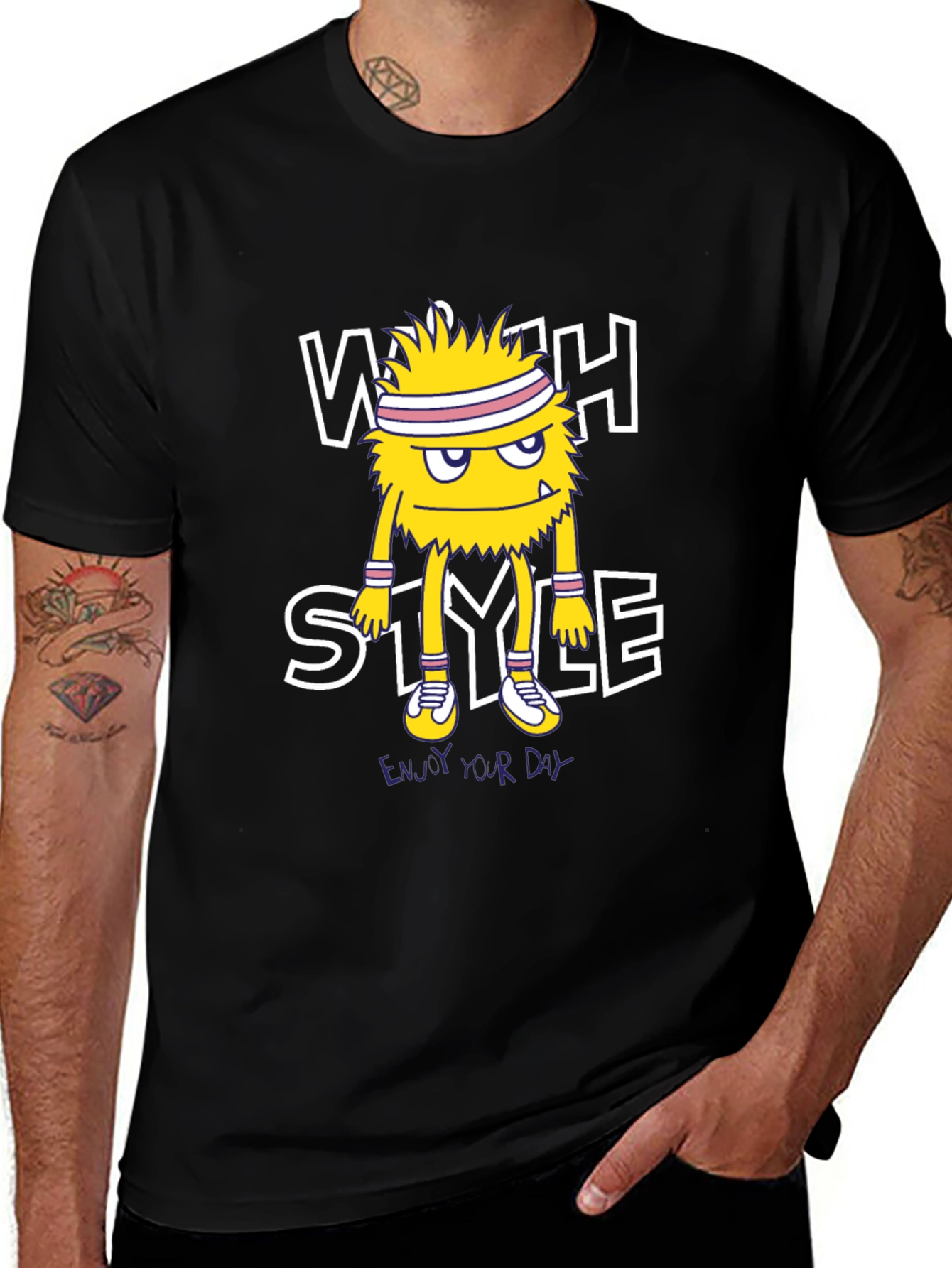 Variant 26 of Stylish Monster Graphic Black T-Shirt