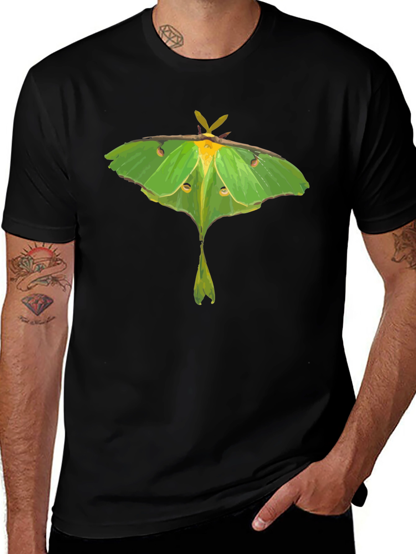 Variant 8 of Luna Moth Graphic Tee - Black Cotton T-Shirt
