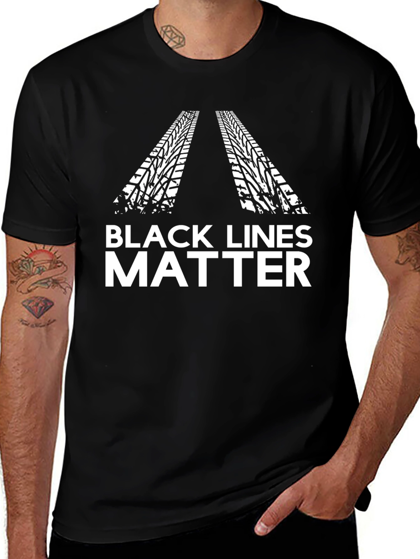 Variant 28 of Black Lines Matter T-Shirt - Automotive Enthusiast Tee