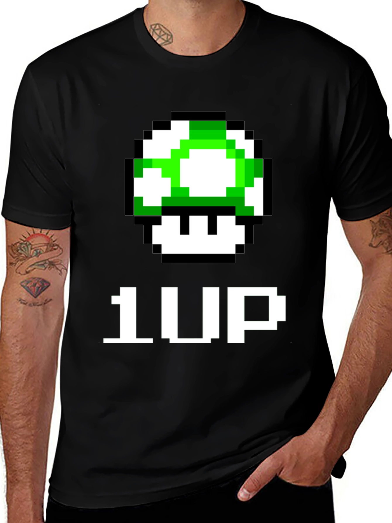 Variant 19 of 1-Up Pixel Art Black T-Shirt