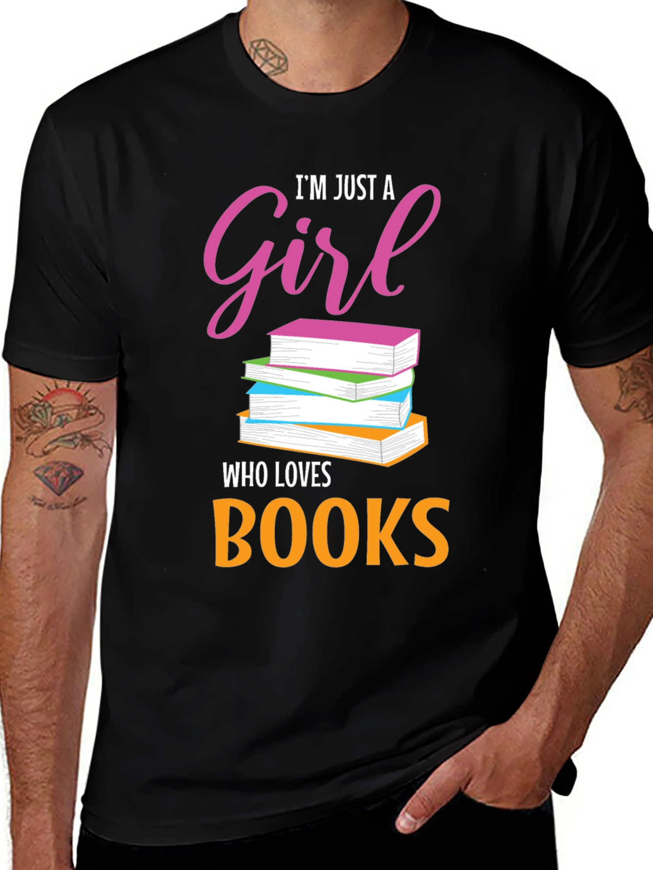 Variant 18 of Book Lover Graphic Tee - Just a Girl Who Loves Books