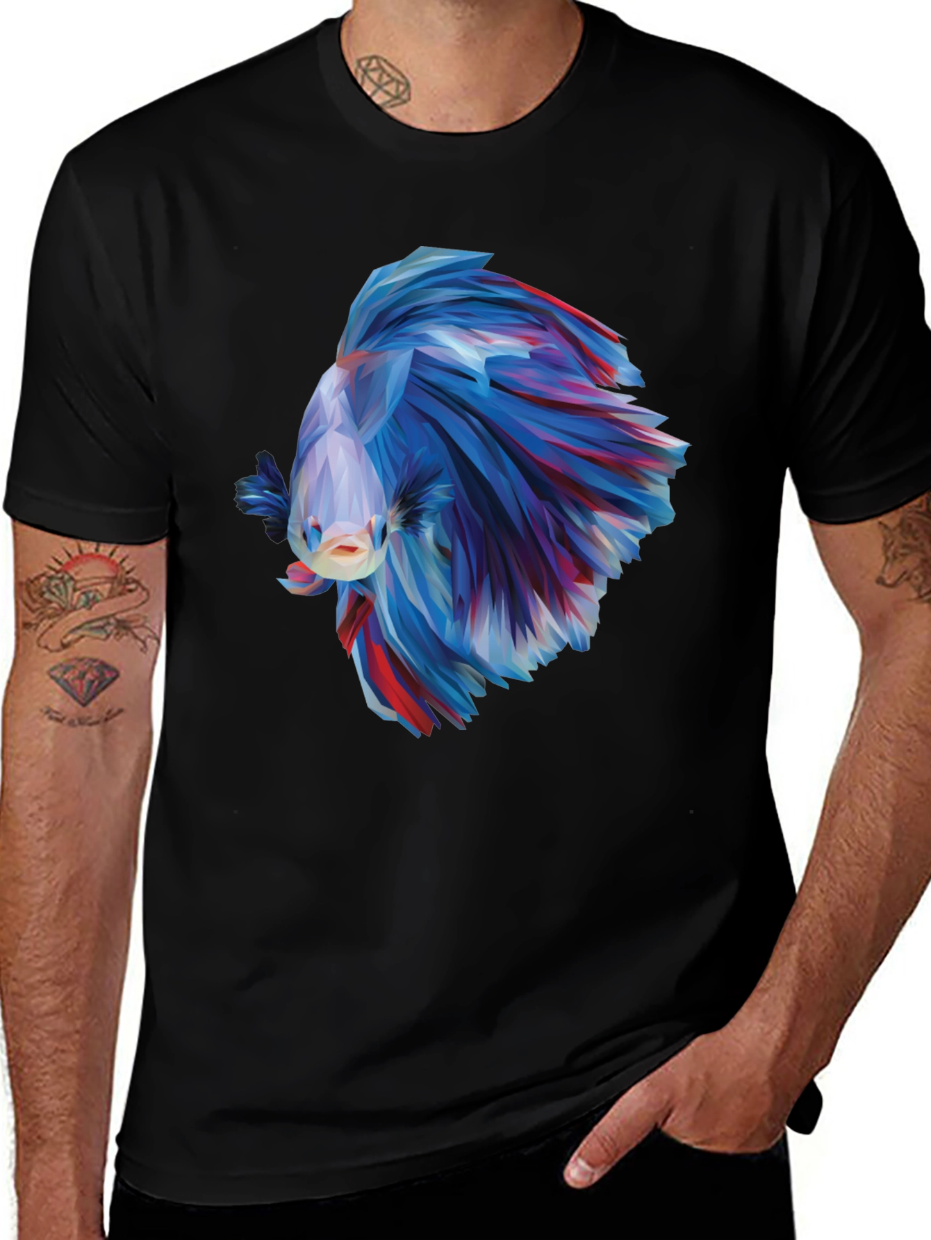 Variant 12 of Betta Fish Graphic T-Shirt - Cool Geometric Design
