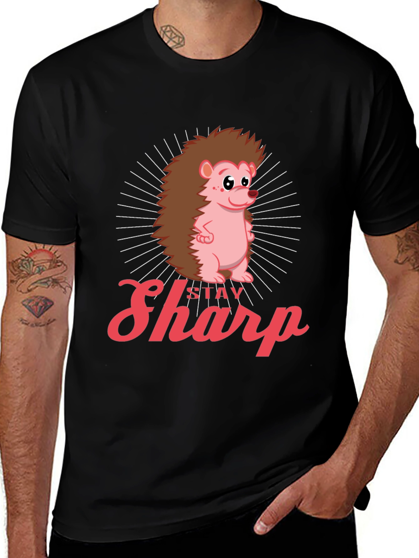 Variant 11 of Stay Sharp Hedgehog Graphic Tee