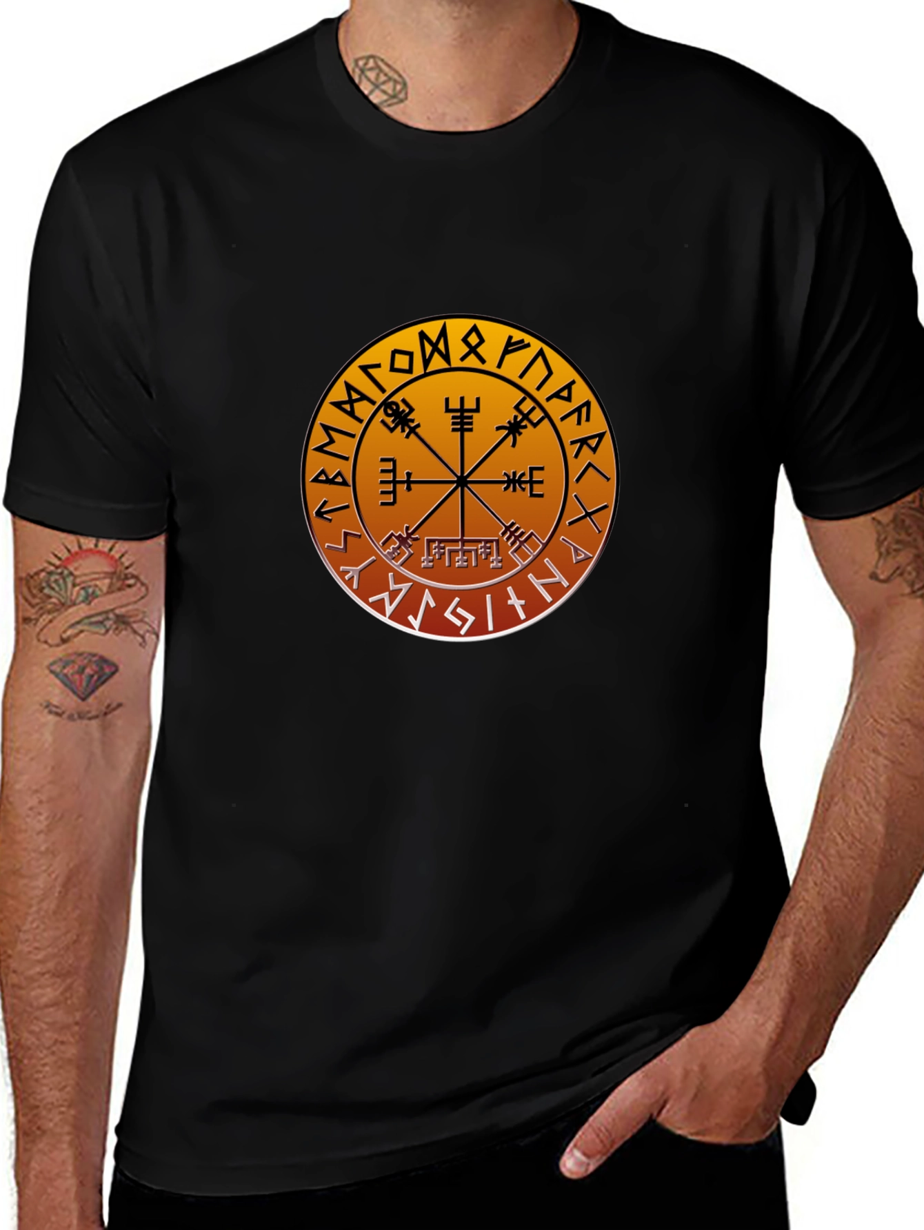 Vegvisir Compass T-Shirt - Norse Viking Runes Design