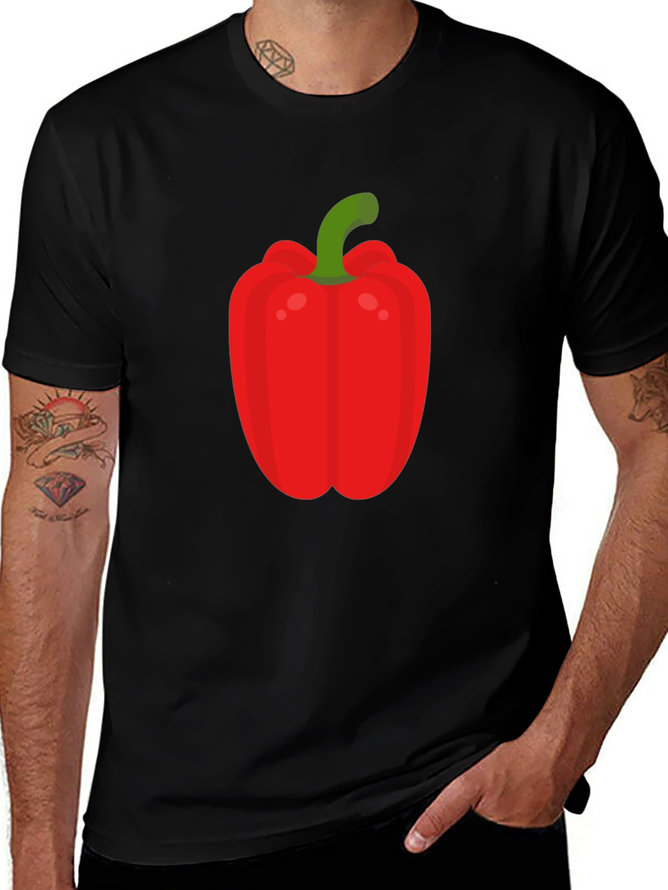 Variant 6 of Red Pepper Graphic Tee - Unisex Black T-Shirt