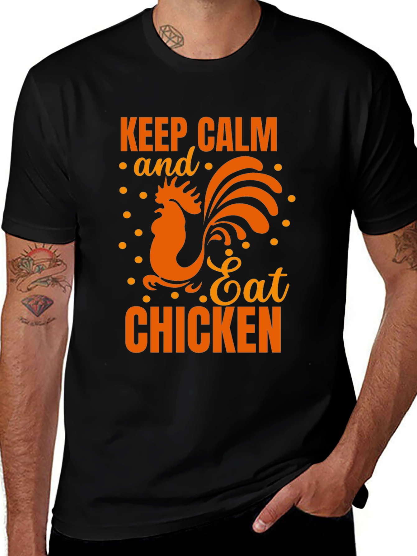 Variant 29 of Keep Calm Eat Chicken Black Graphic T-Shirt