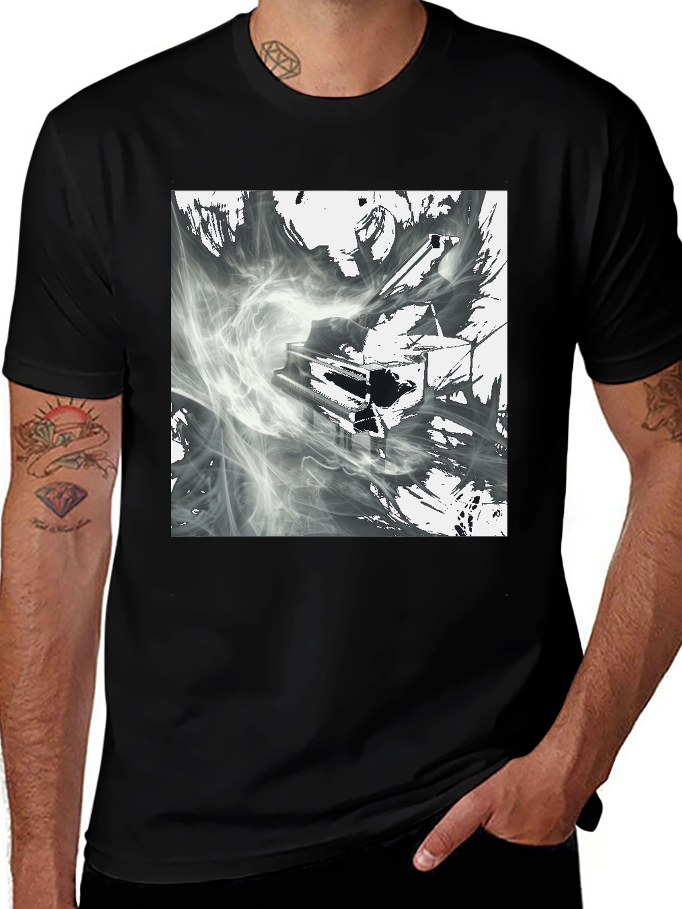 Variant 28 of Abstract Piano T-Shirt - Artistic Graphic Tee
