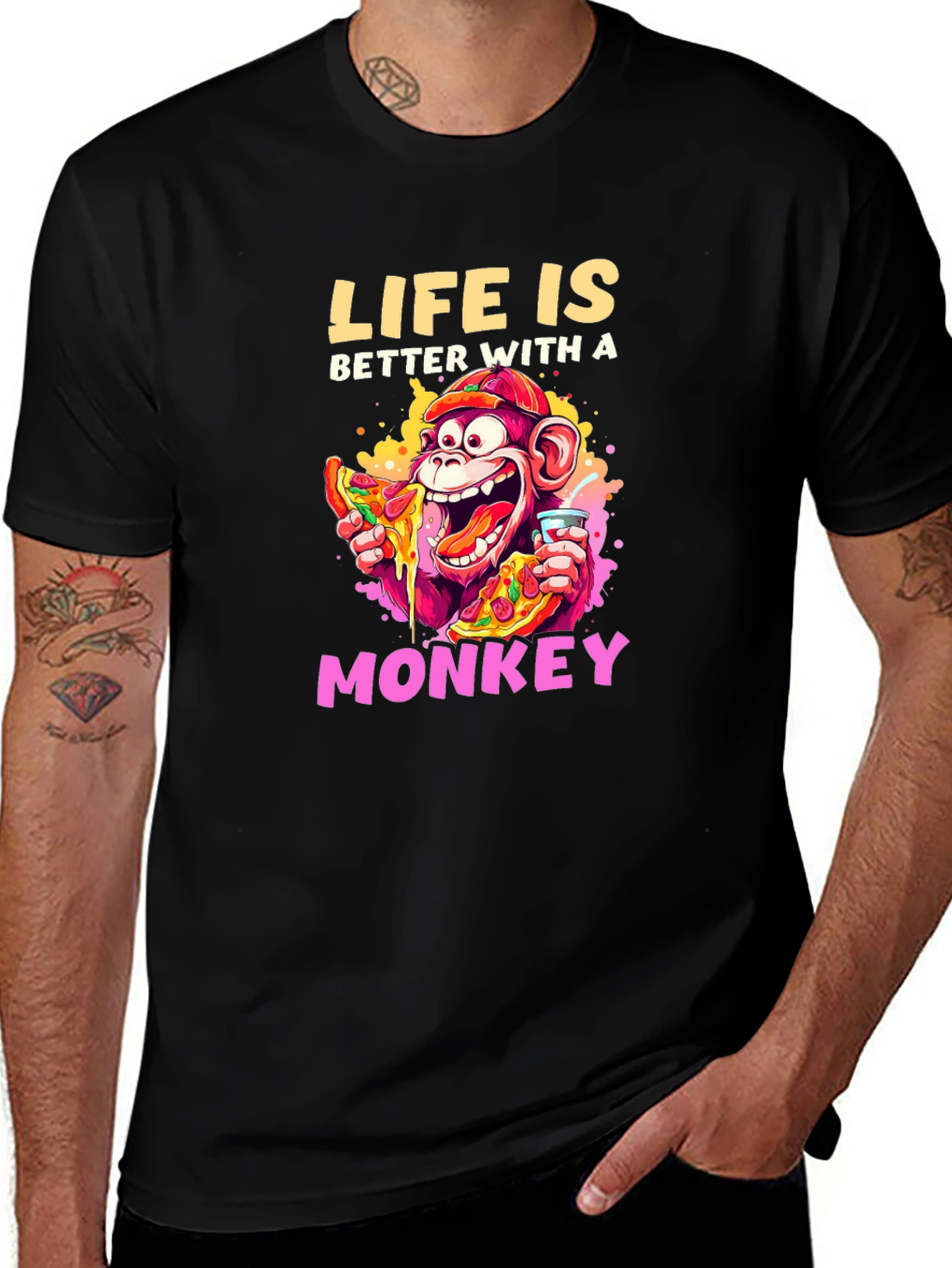 Variant 24 of Life is Better with a Monkey Graphic Tee