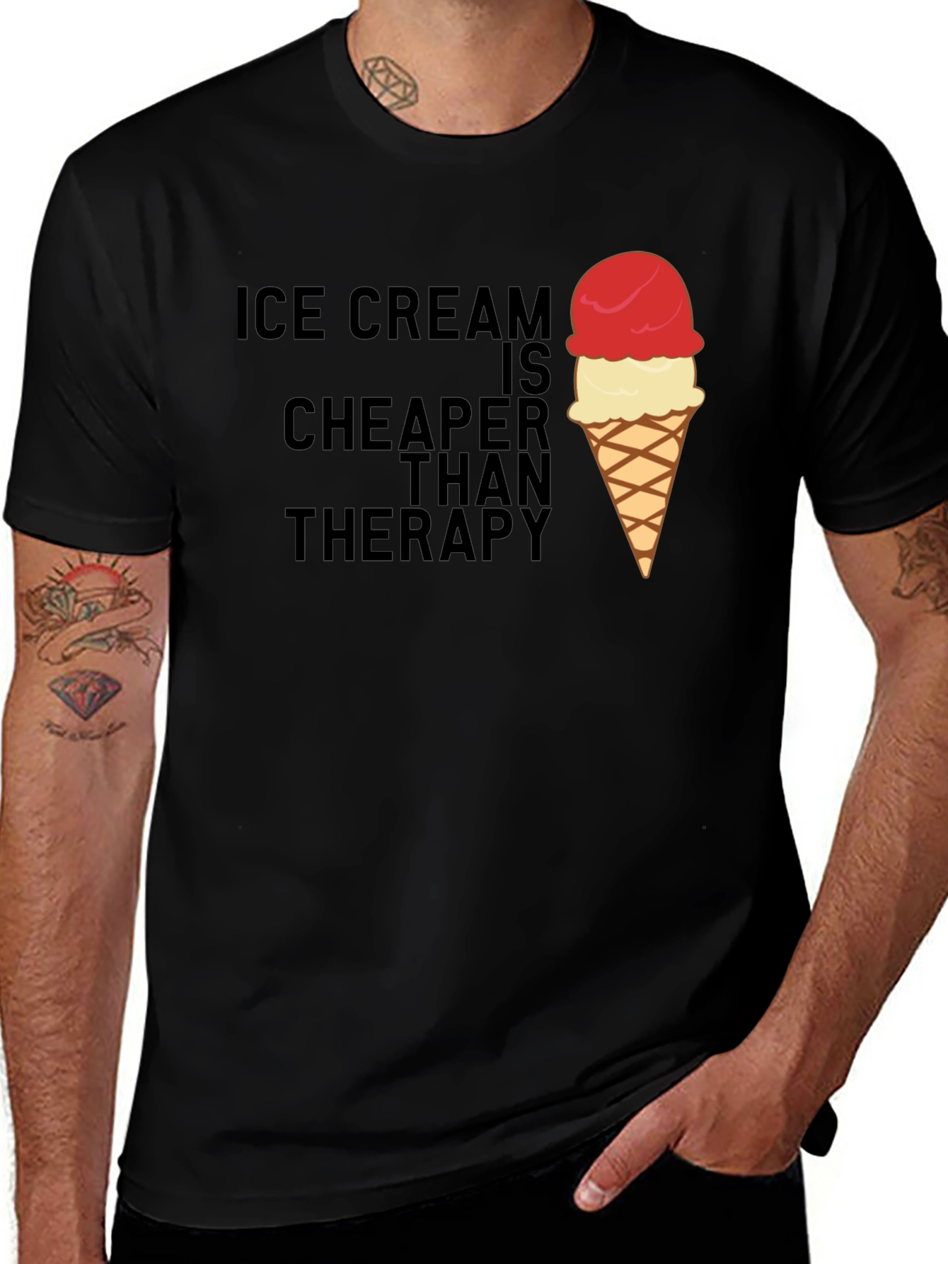Variant 3 of Ice Cream Cheaper Than Therapy Graphic Tee