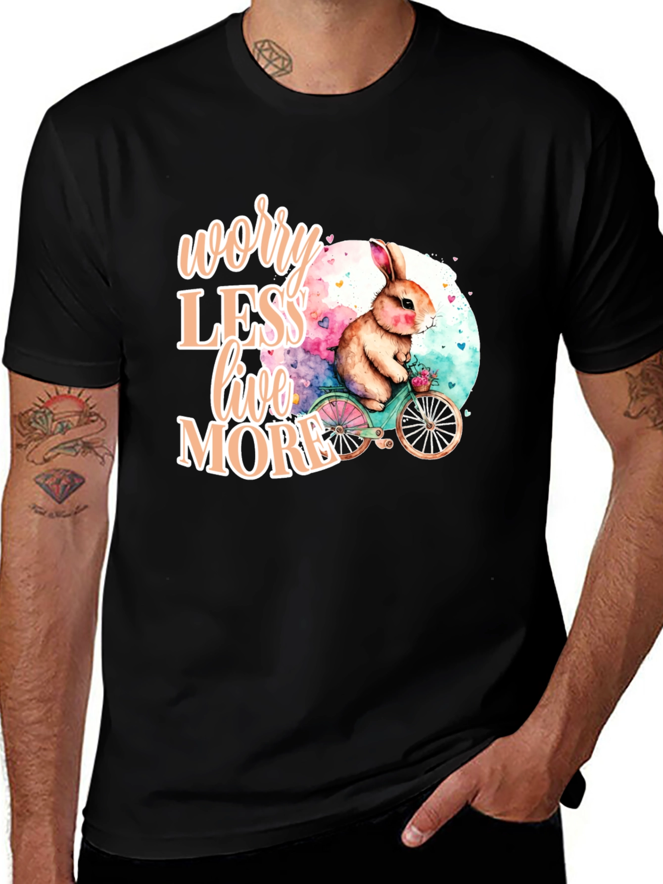 Variant 11 of Worry Less Live More Bunny Graphic Tee