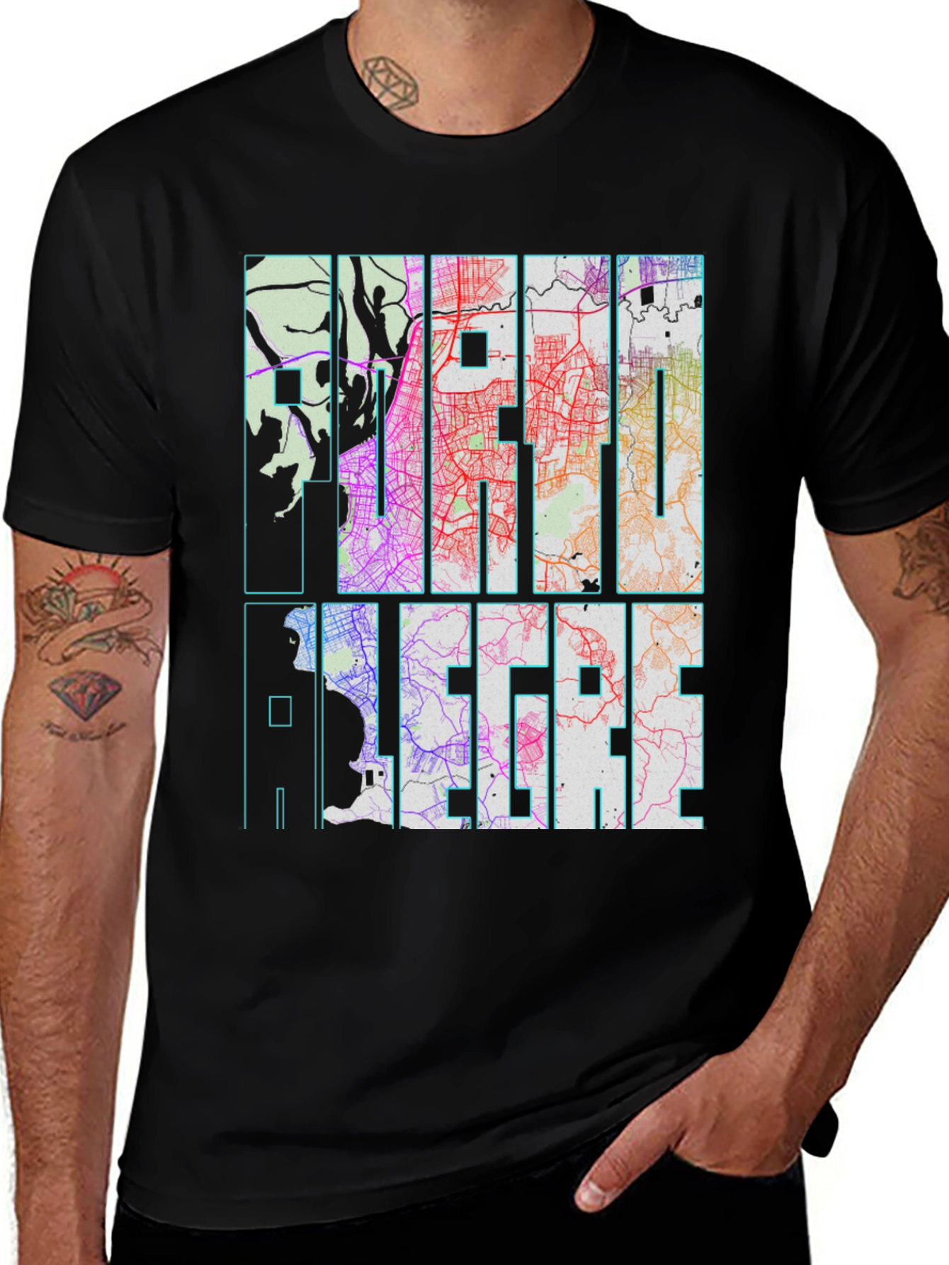 Porto Alegre Map Graphic Tee - City Pride T-Shirt