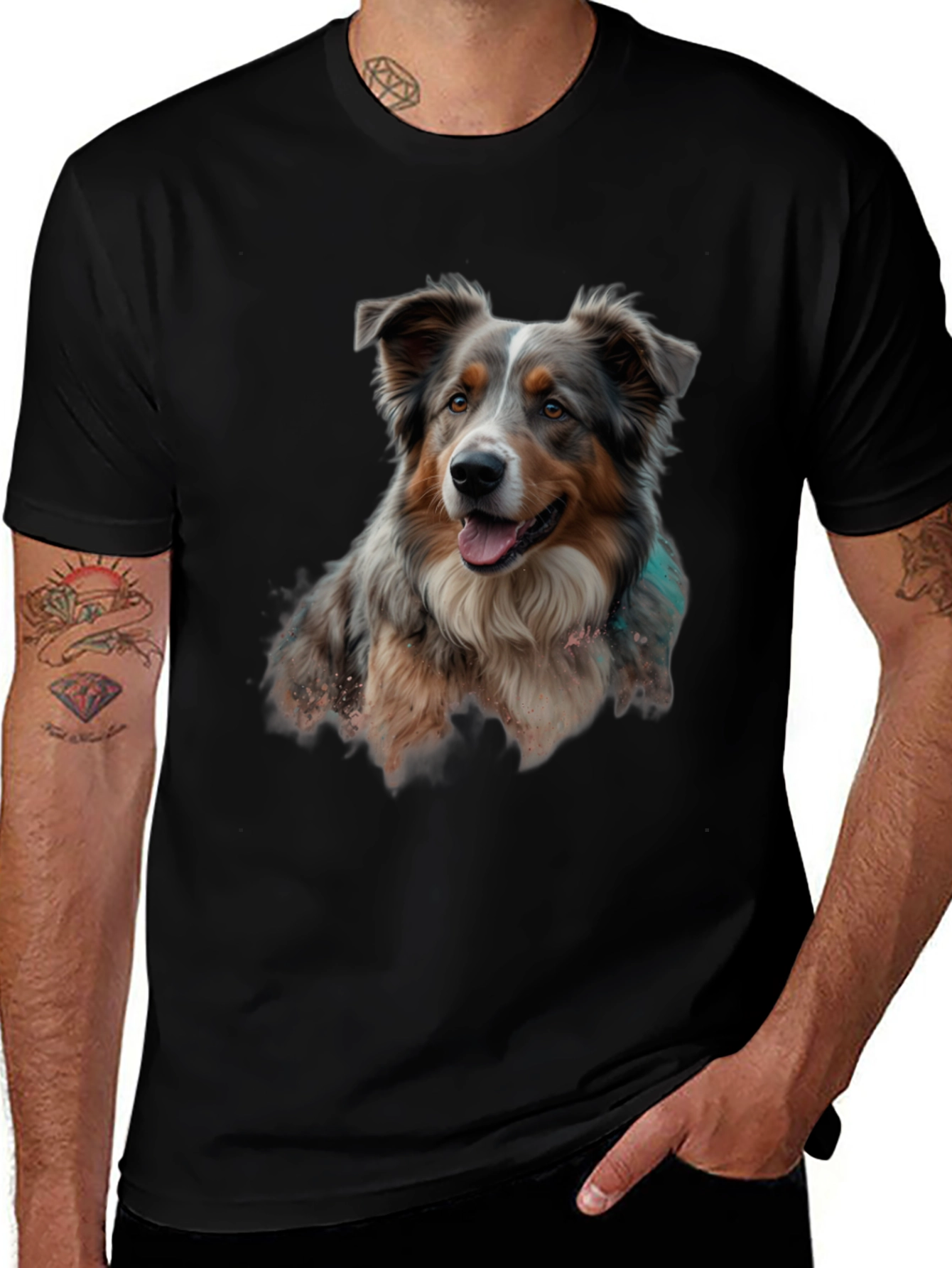 Variant 27 of Dog Portrait Black T-Shirt - Soft & Stylish