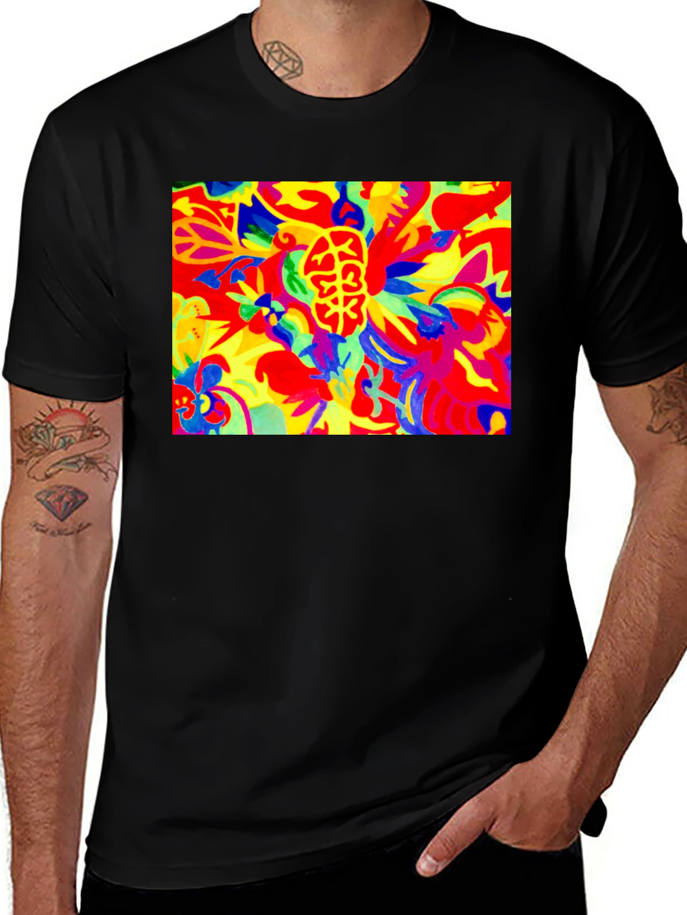 Variant 12 of Psychedelic Brain Art Black T-Shirt