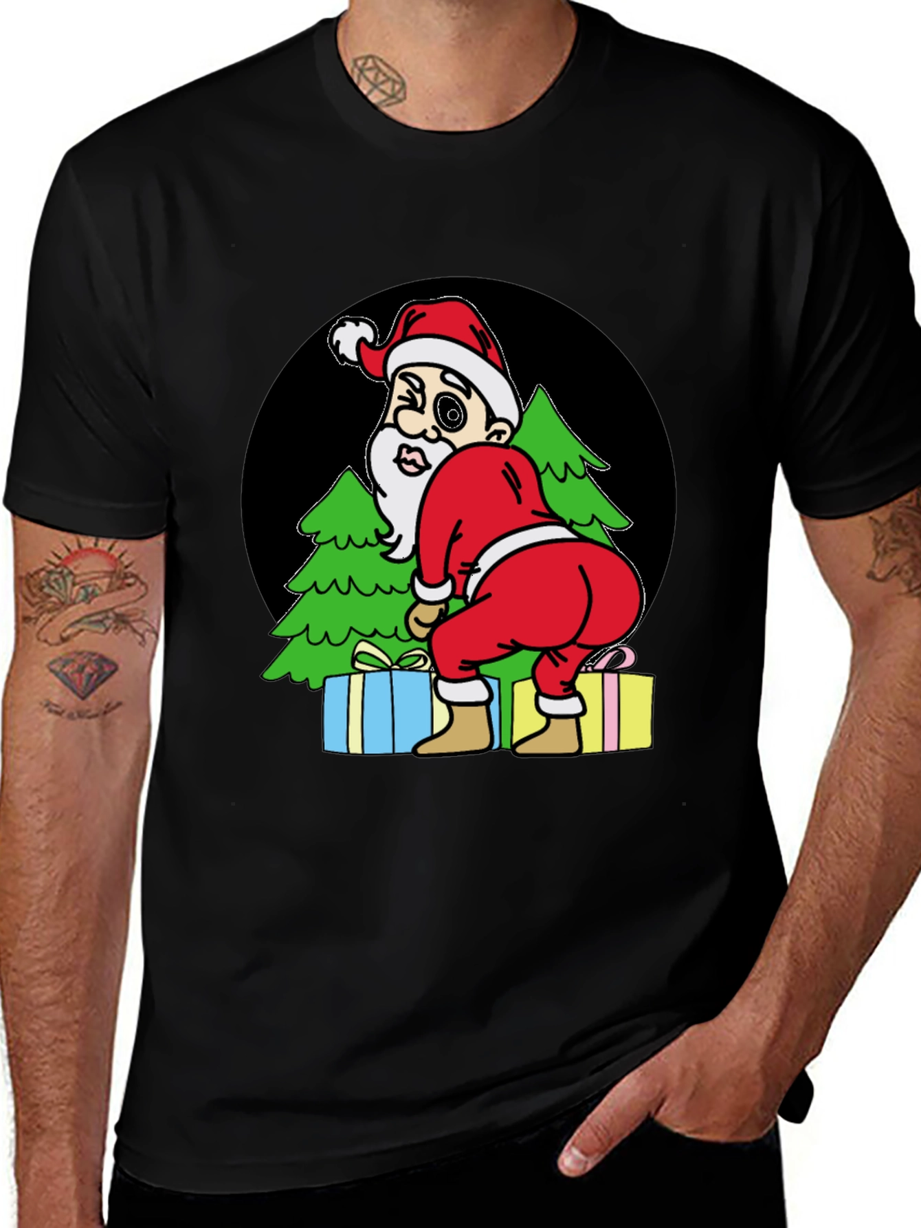 Variant 14 of Funny Santa T-Shirt - Cheeky Christmas Tee