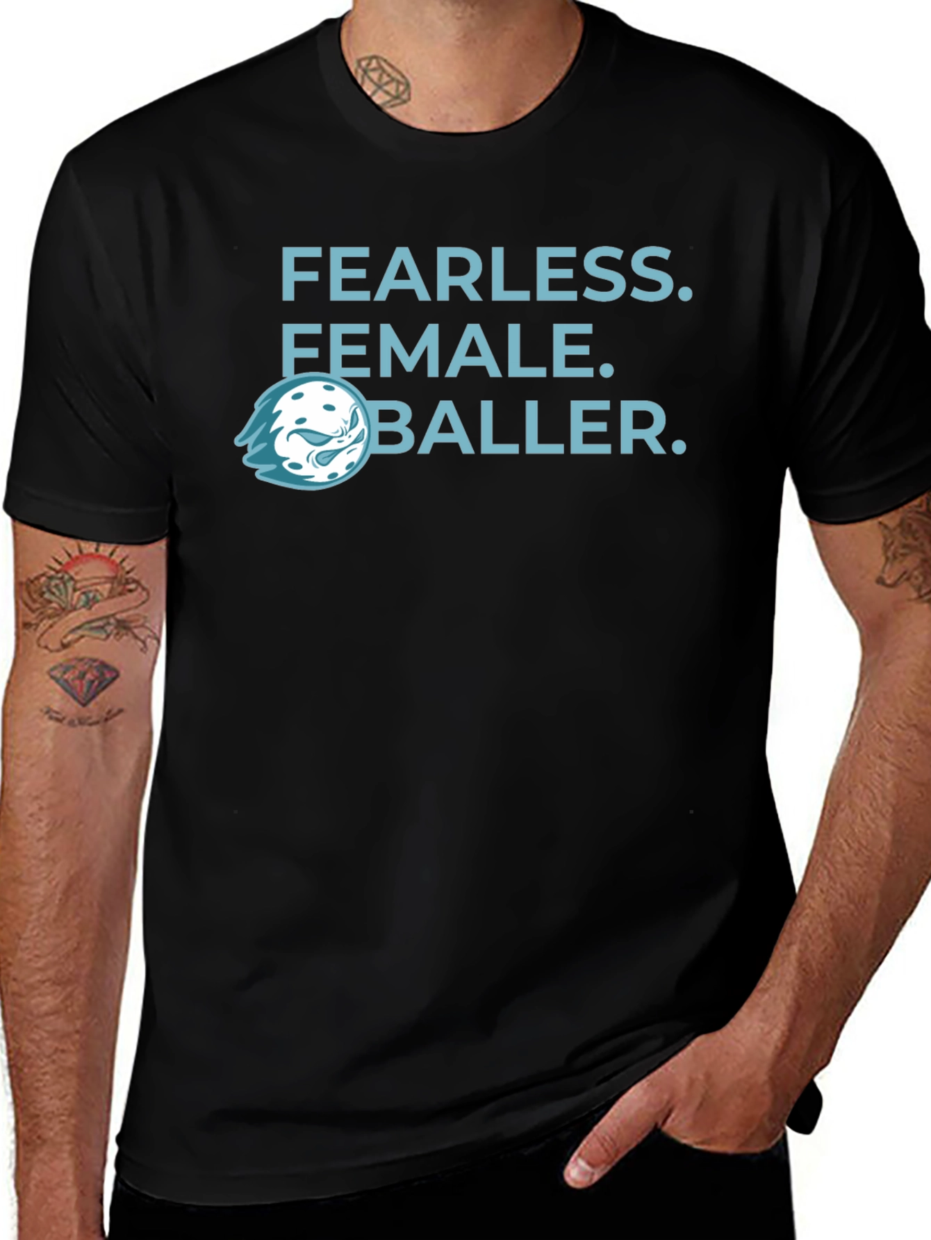 Variant 20 of Fearless Female Baller Black T-Shirt