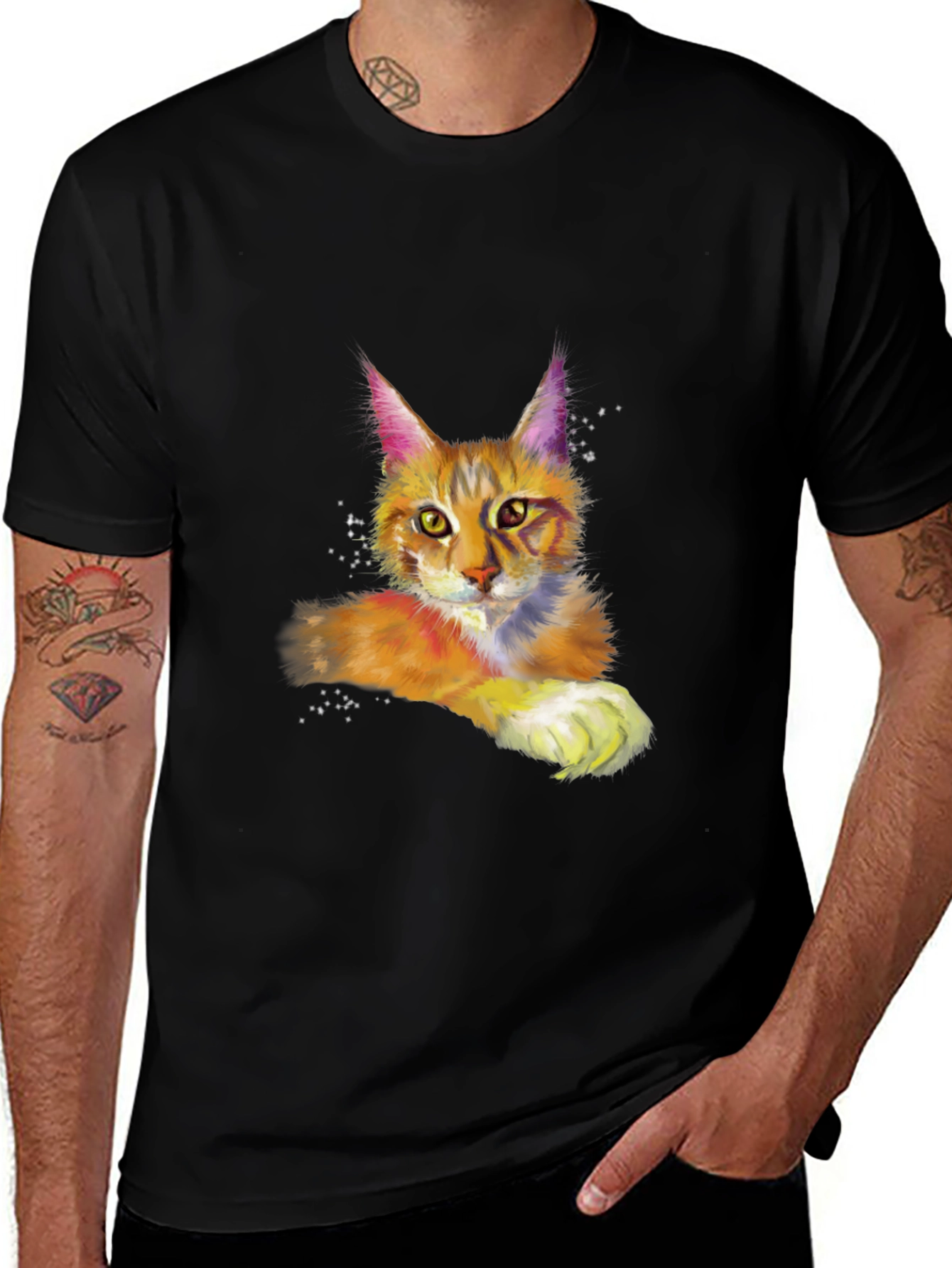 Variant 23 of Cat Art Black T-Shirt