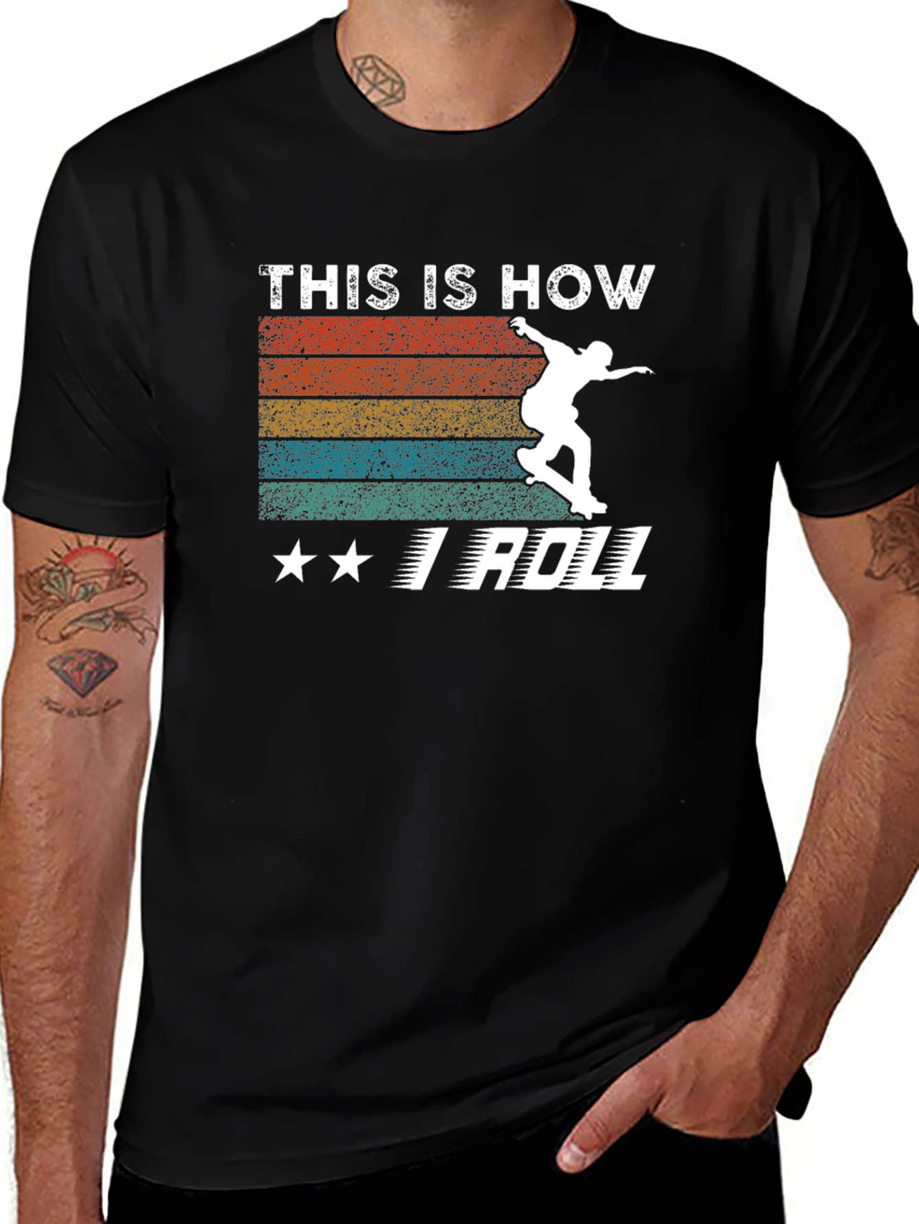 Black This Is How I Roll Skateboarder T-Shirt main image
