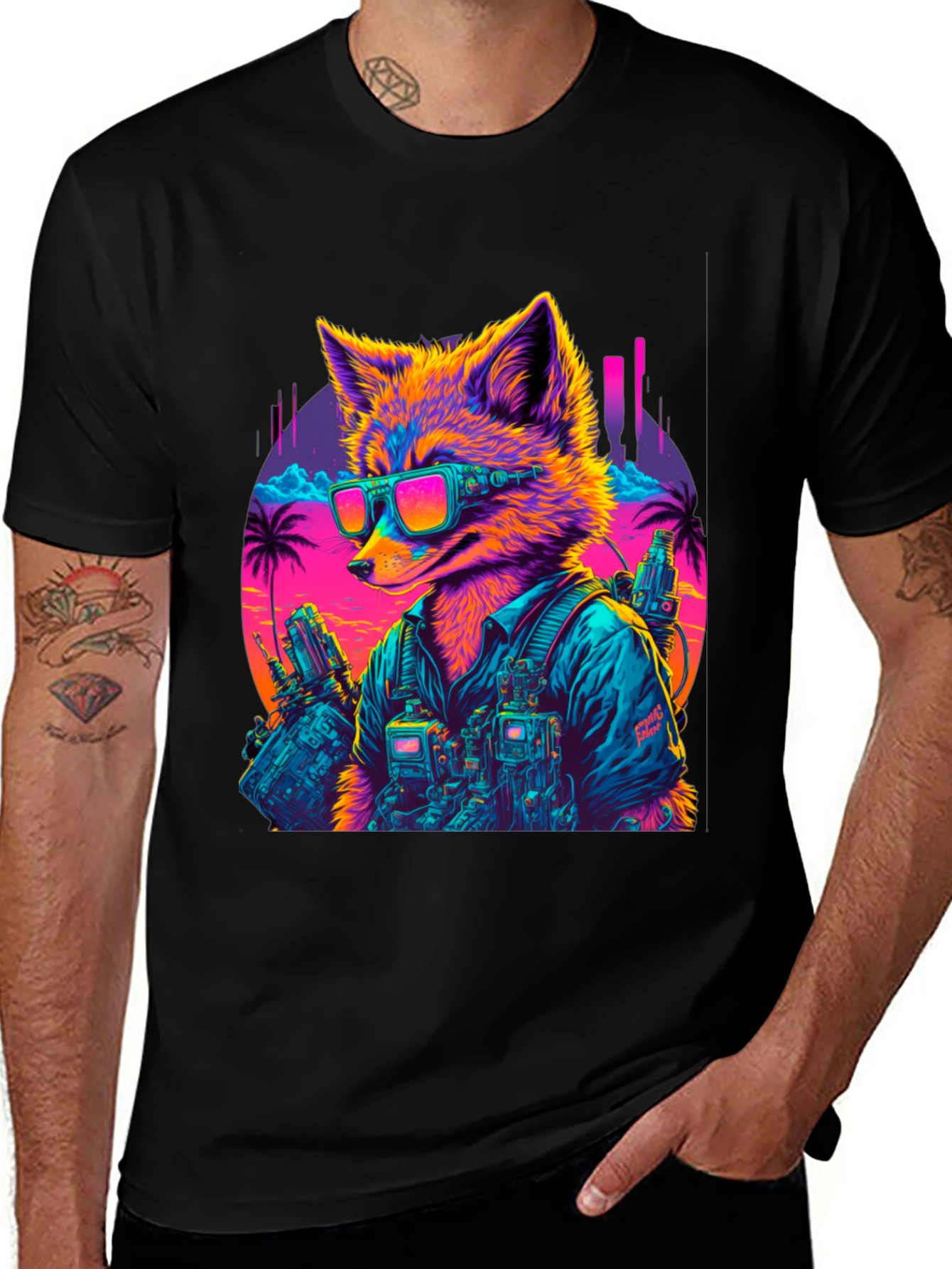 Variant 26 of Cyberpunk Fox Graphic T-Shirt
