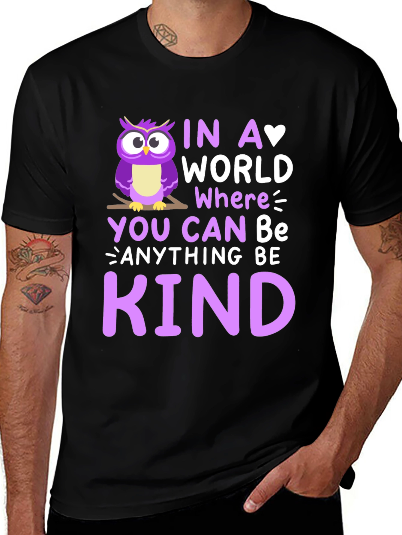 Variant 29 of Be Kind Owl Graphic Tee - Soft Cotton Comfort