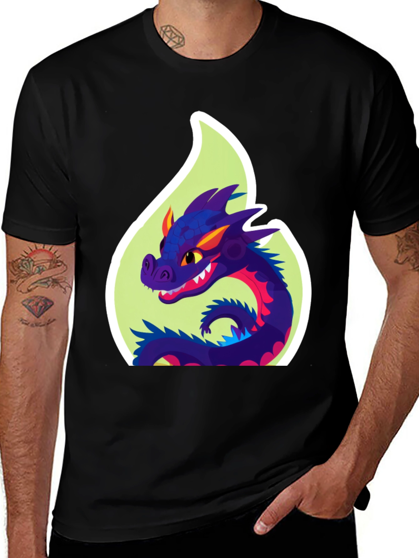 Variant 17 of Dragon Graphic Print Black T-Shirt
