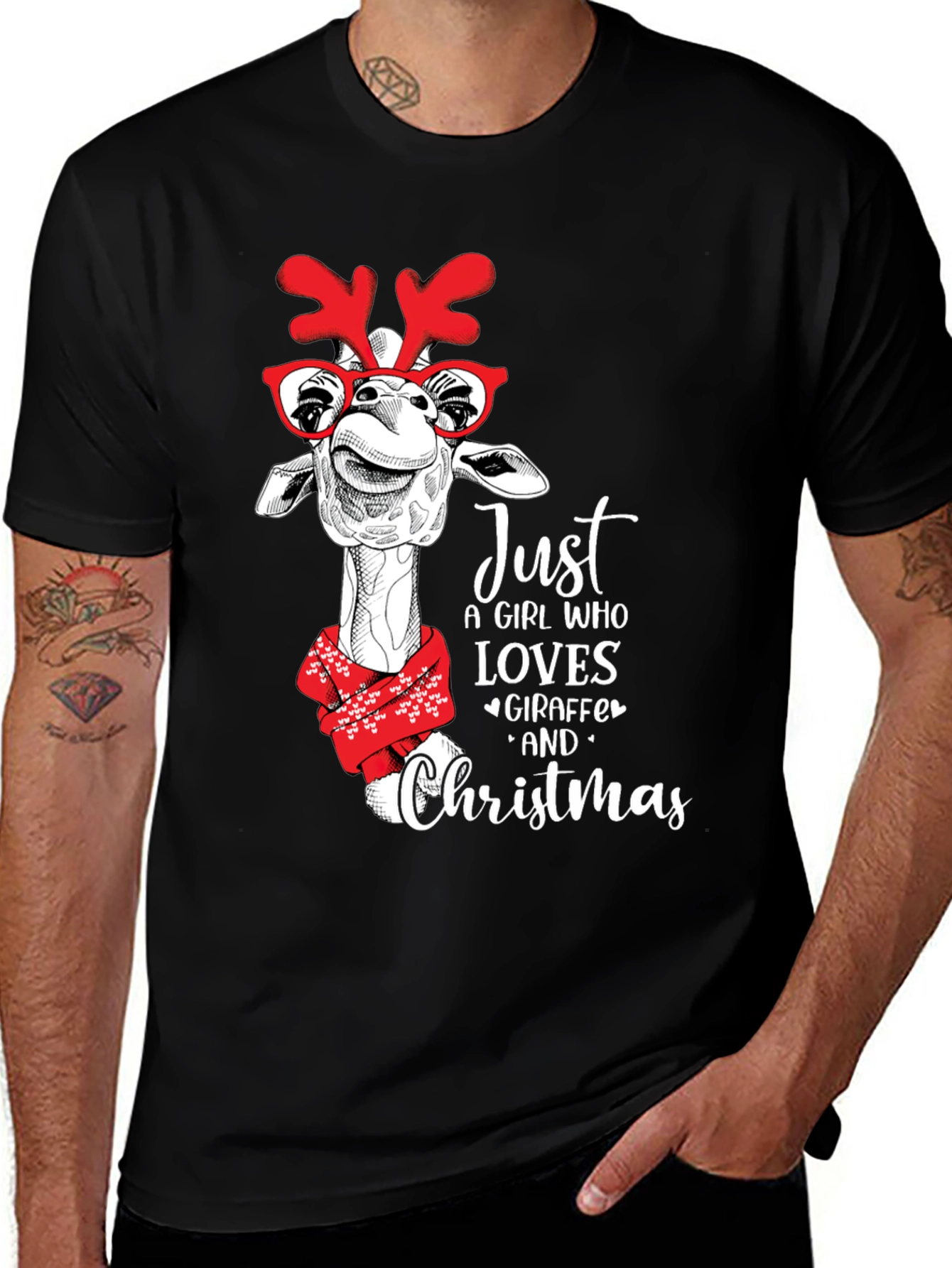 Variant 24 of Giraffe Christmas T-Shirt - Just a Girl Who Loves Giraffes