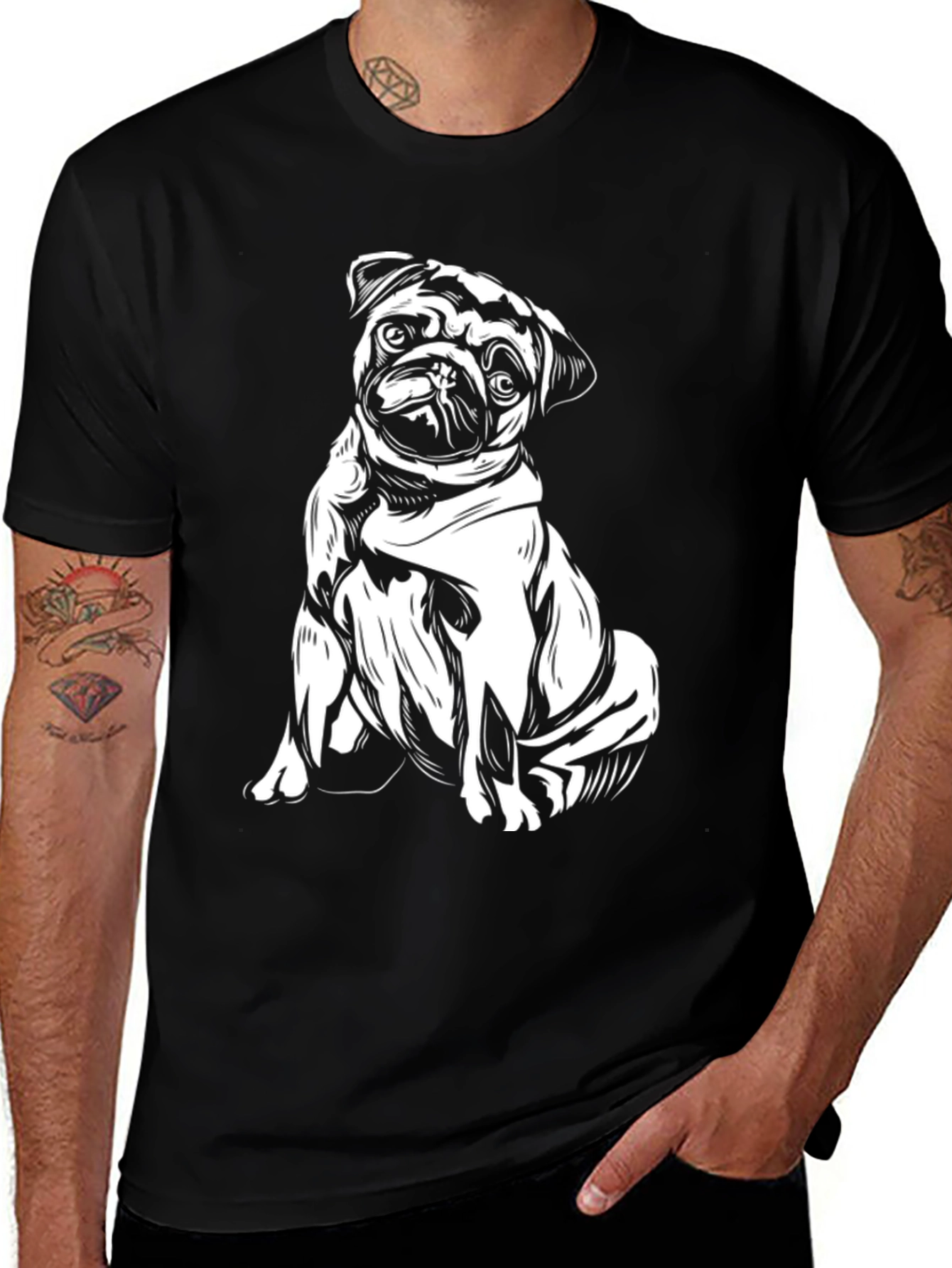 Pug Graphic Black Tee