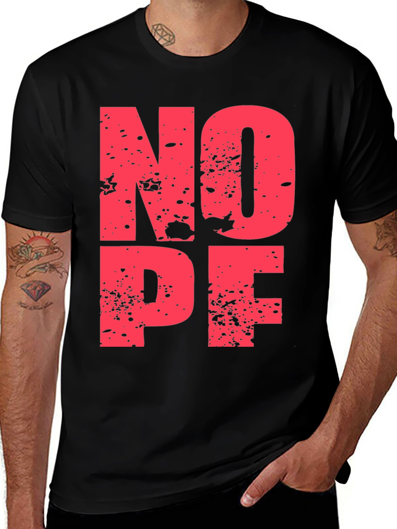 Variant 16 of "Nope" Graphic Print Black Crew Neck T-Shirt