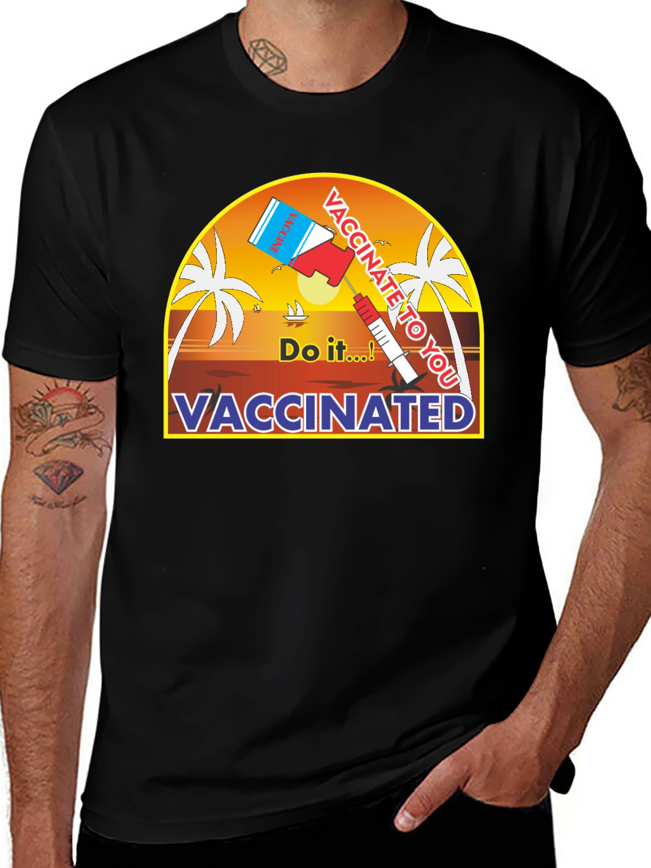 Variant 25 of Vaccinated Do It! Graphic Tee - Black