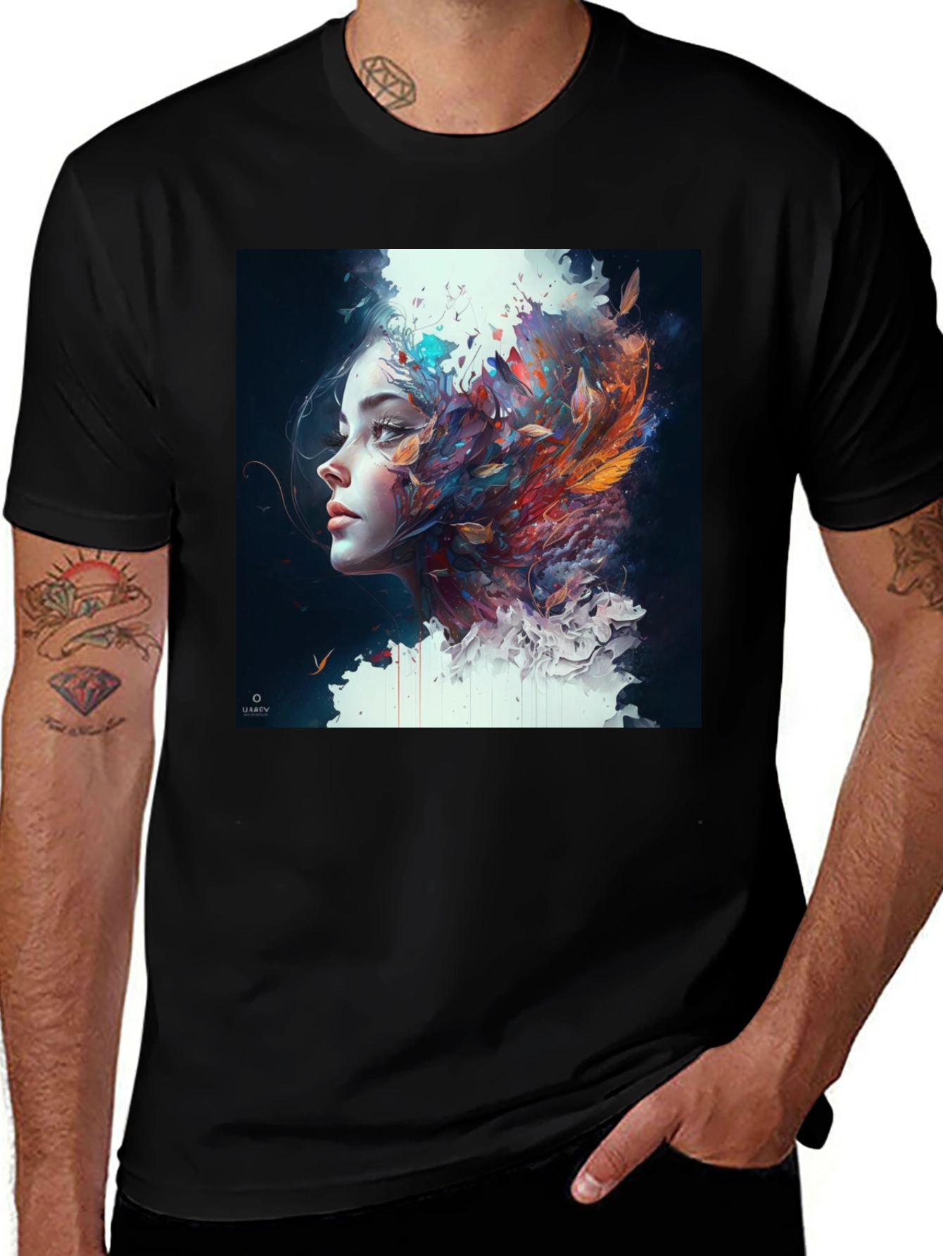 Variant 10 of Artistic Woman Graphic Black T-Shirt