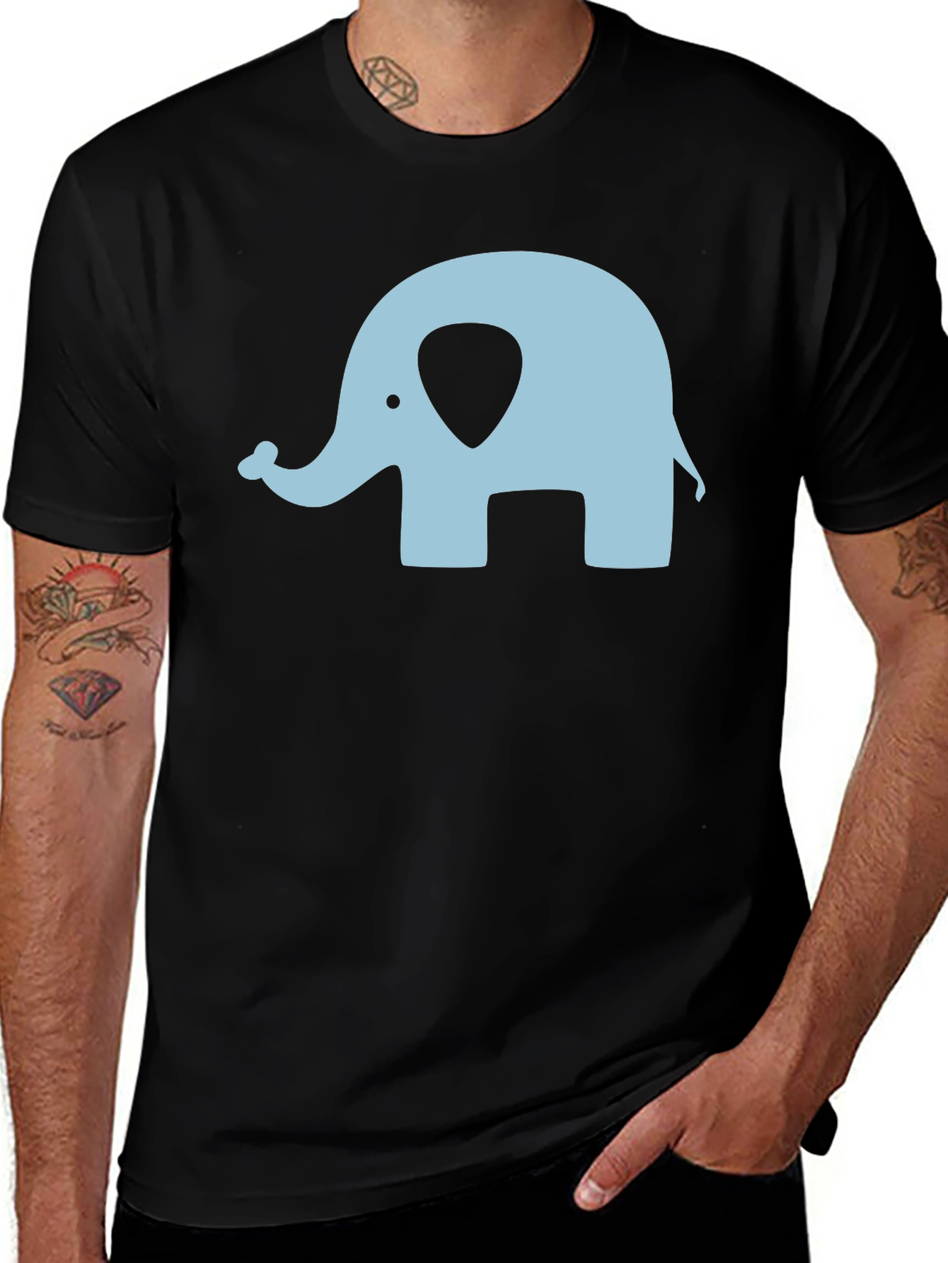 Variant 19 of Elephant Graphic Tee - Casual Black T-Shirt