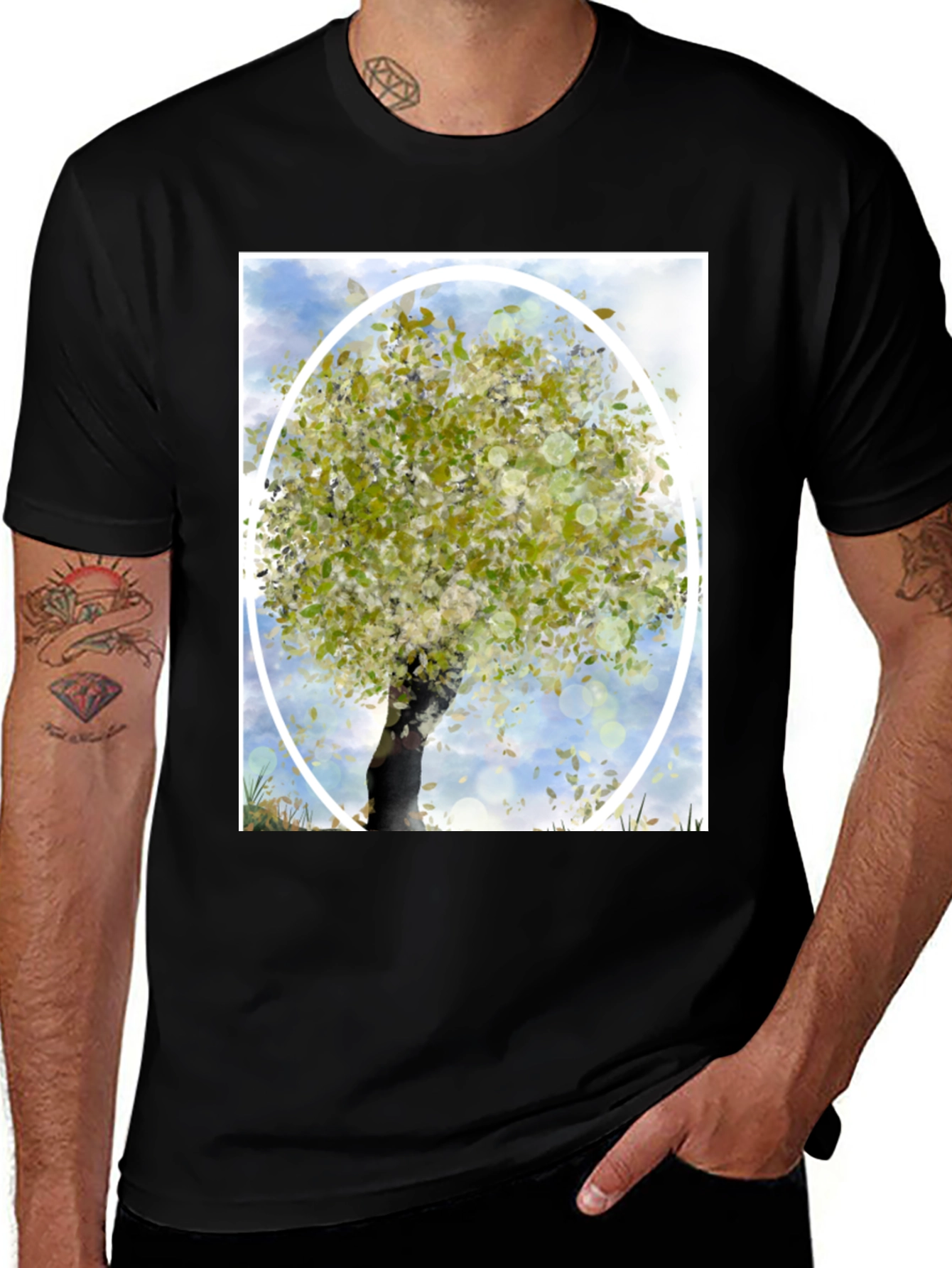 Variant 13 of Nature Tree Graphic Tee - Black