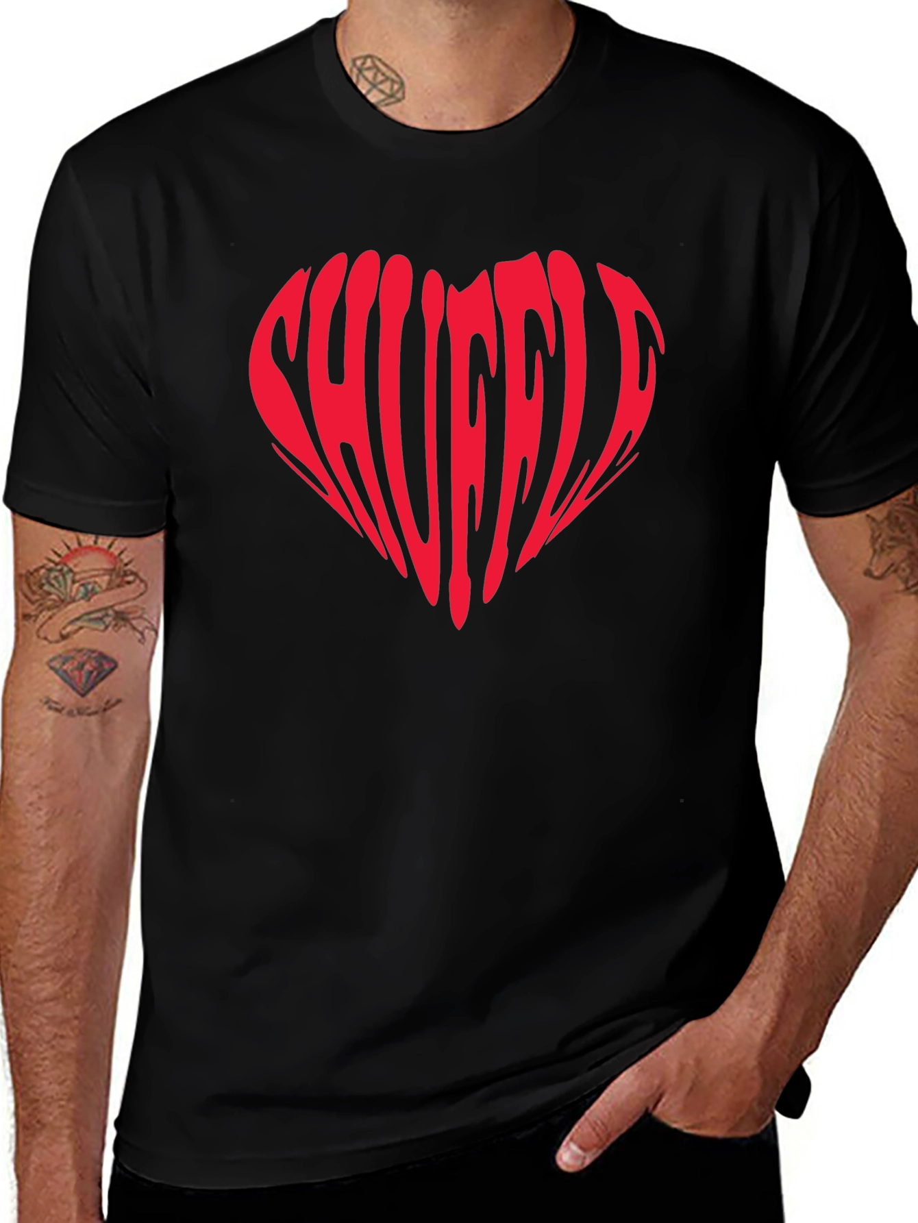 Variant 14 of Shuffle Heart Graphic T-Shirt - Trendy Tee