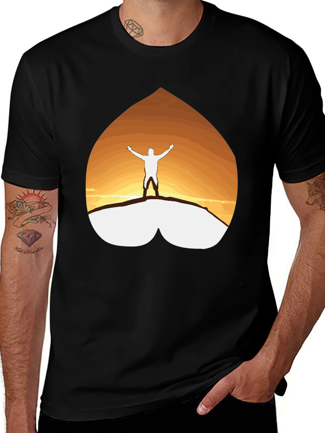 Variant 8 of Mountain Sunset Graphic Tee - Black Casual Shirt