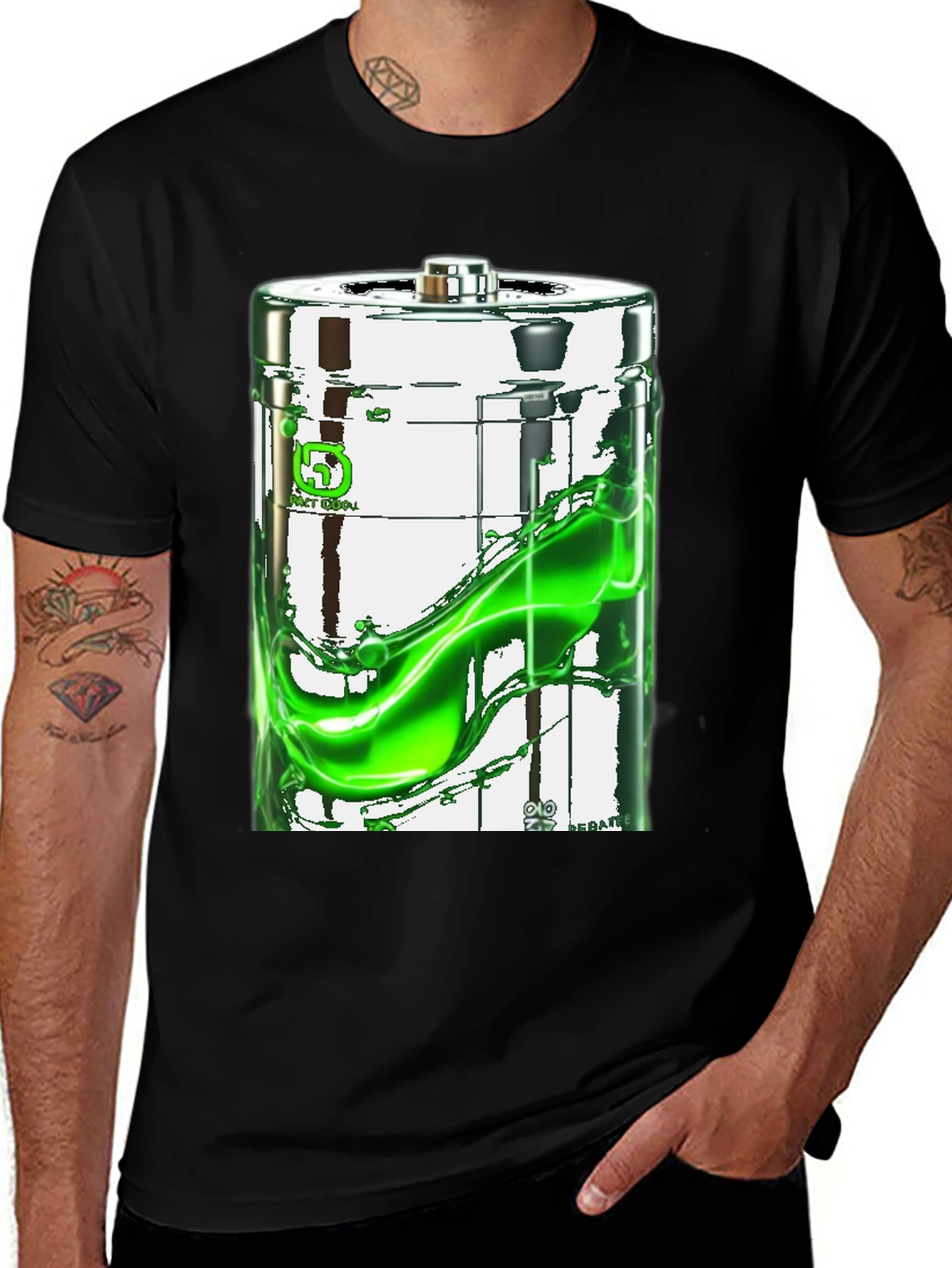 Battery Graphic Print Black T-Shirt