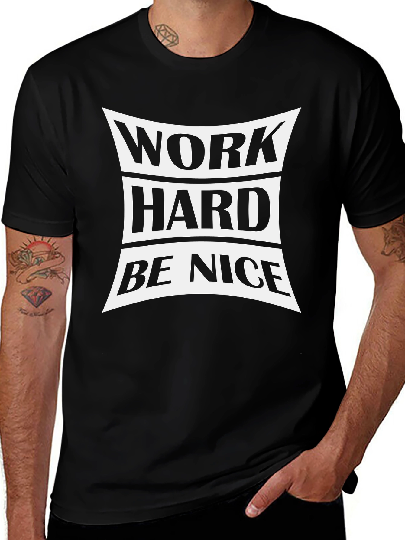 Variant 13 of Work Hard Be Nice Black T-Shirt