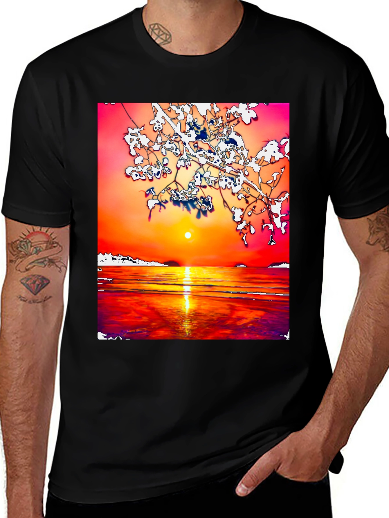 Variant 12 of Sunset Beach Graphic Tee - Artistic Print