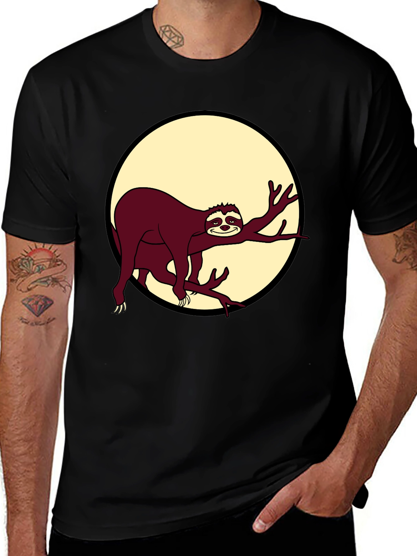 Chill Sloth Graphic T-Shirt - Men's Black Tee