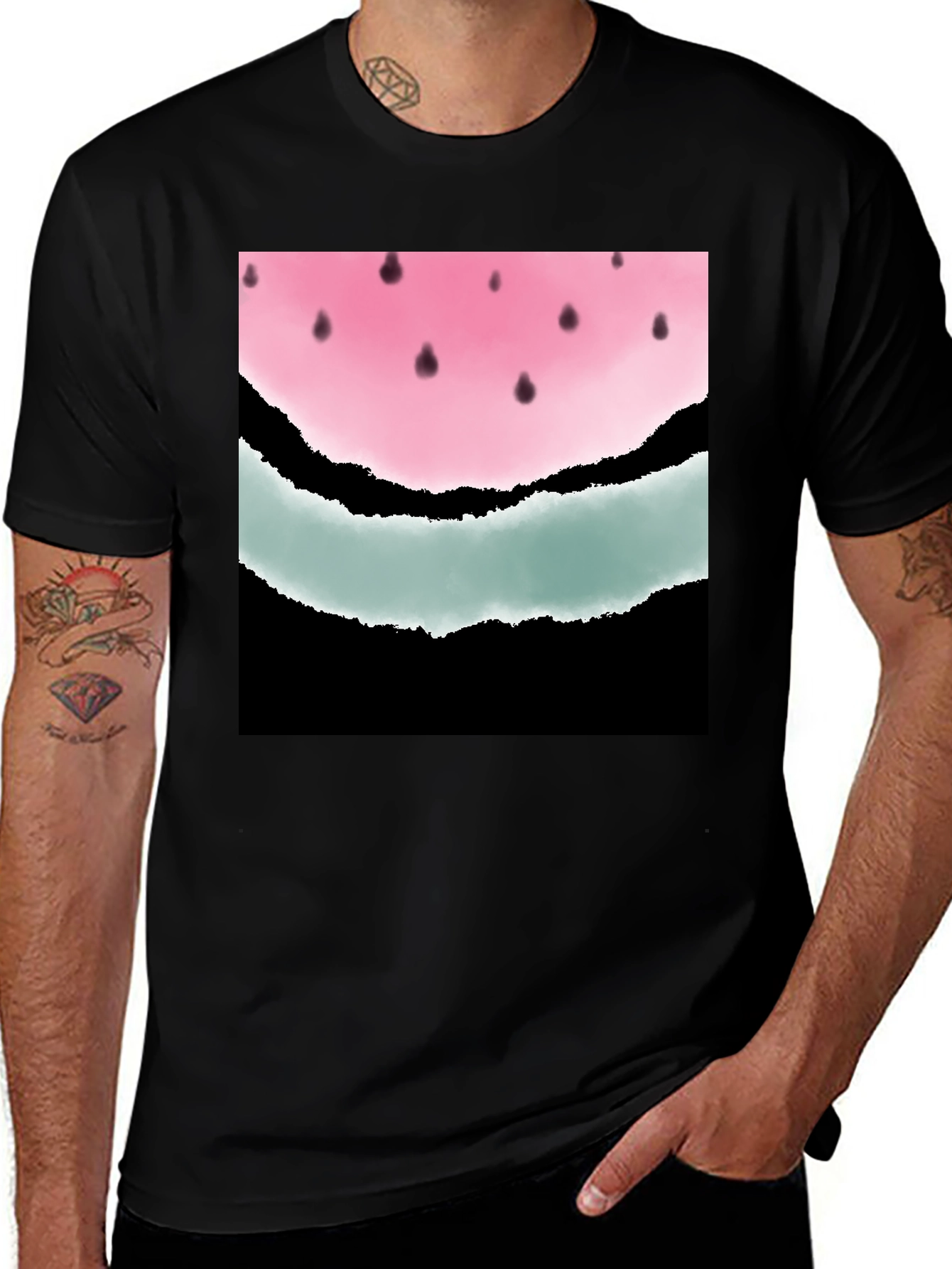 Variant 15 of Watermelon Graphic Black T-Shirt