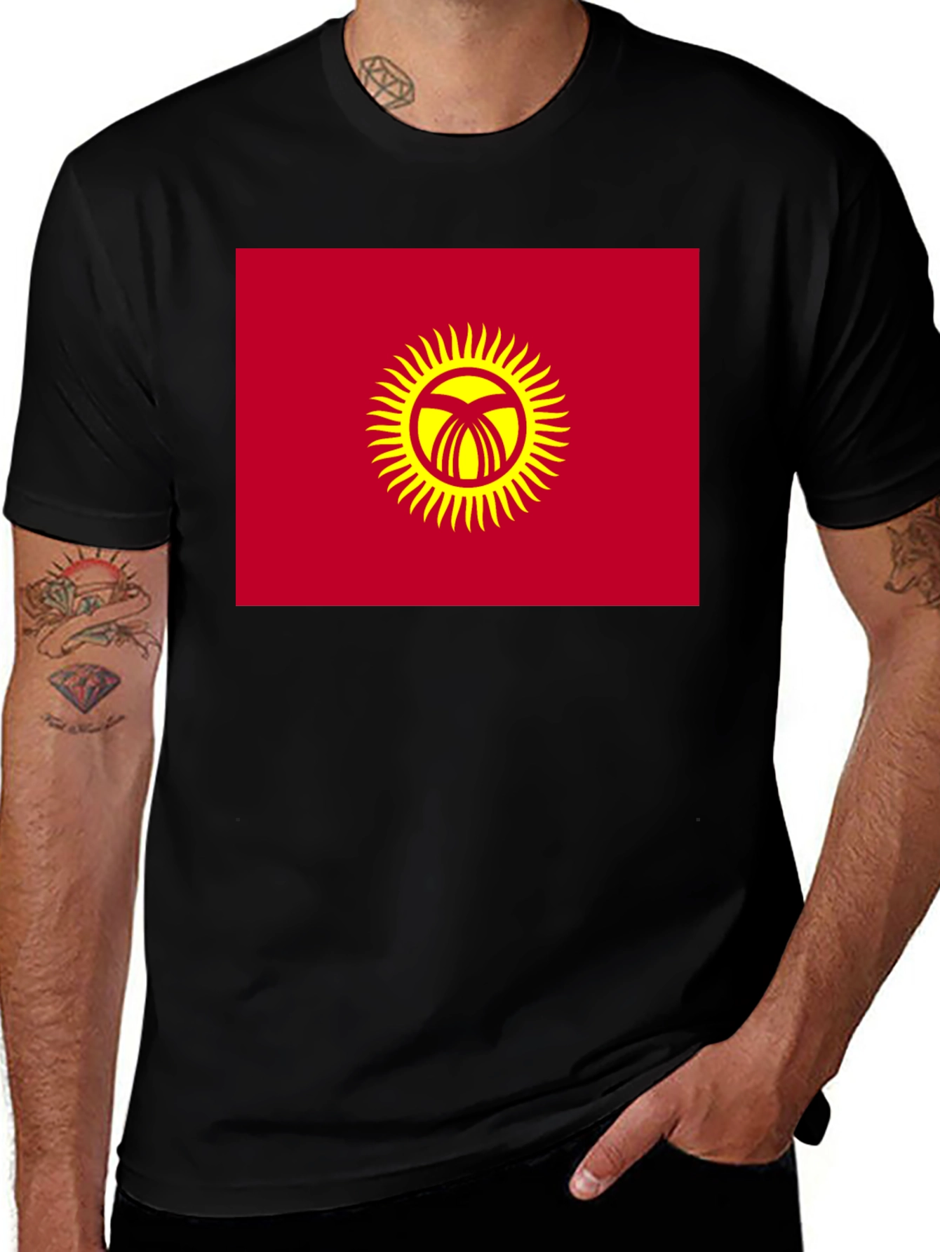 Kyrgyzstan Flag Black T-Shirt