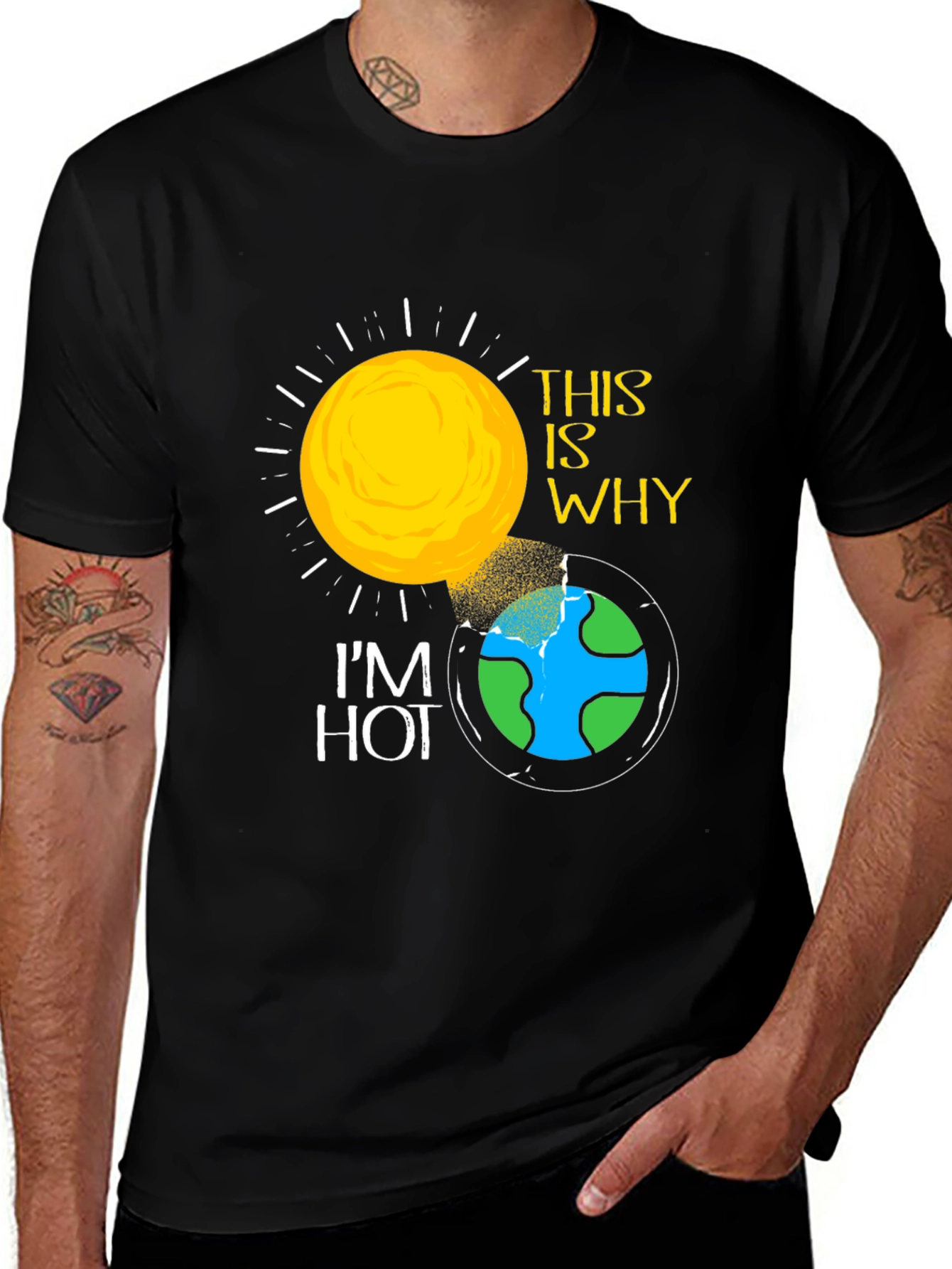 Variant 17 of Funny Climate Change T-Shirt: I'm Hot Sun Earth Design
