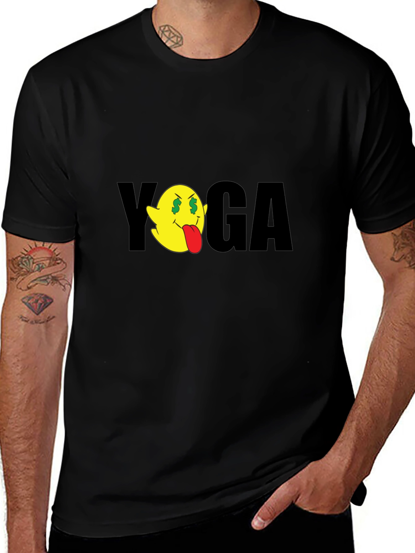 Yoga Smiley Face Black Tee
