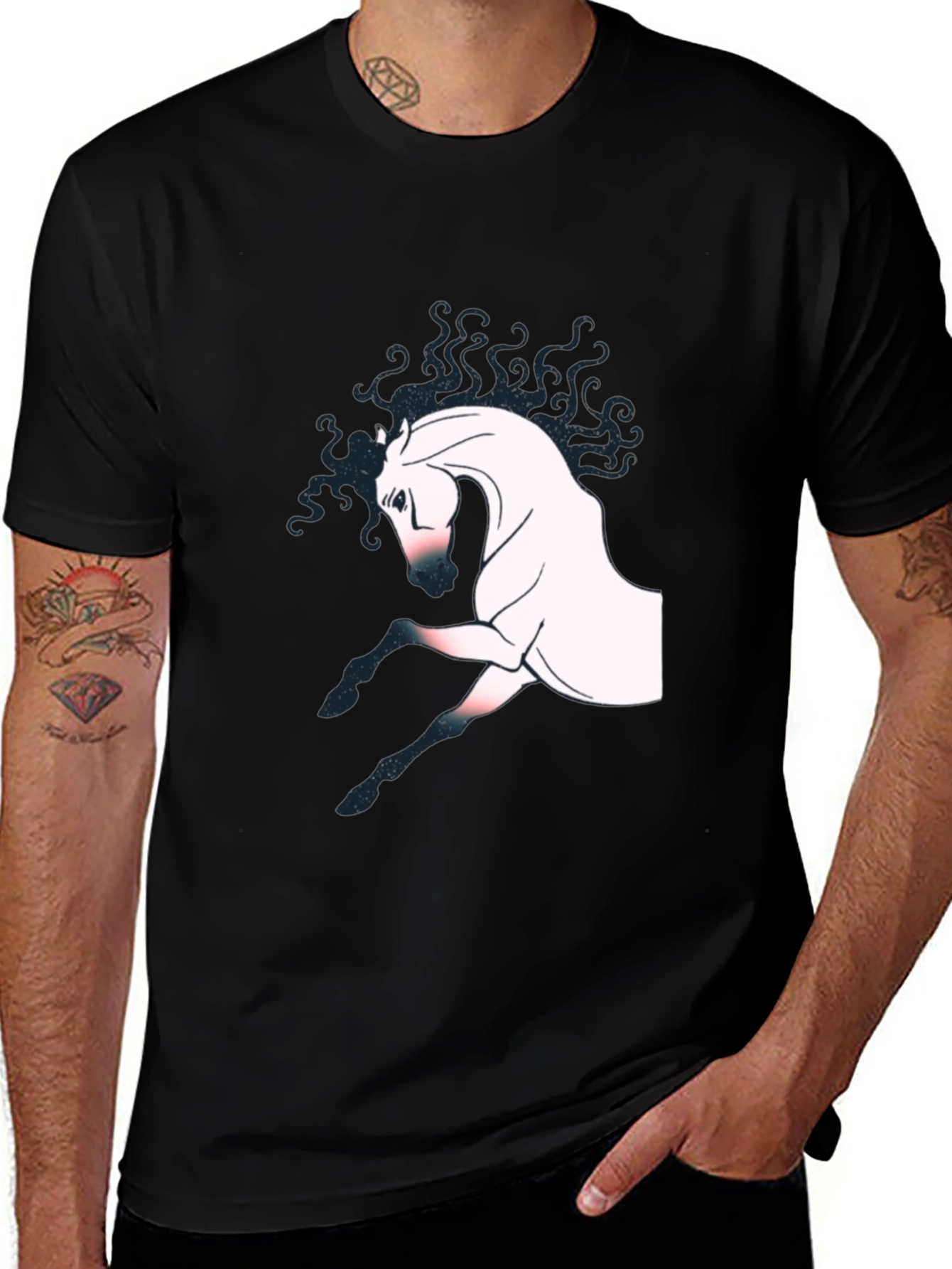 Black Black Horse Graphic Tee - Stylish Men's T-Shirt main image