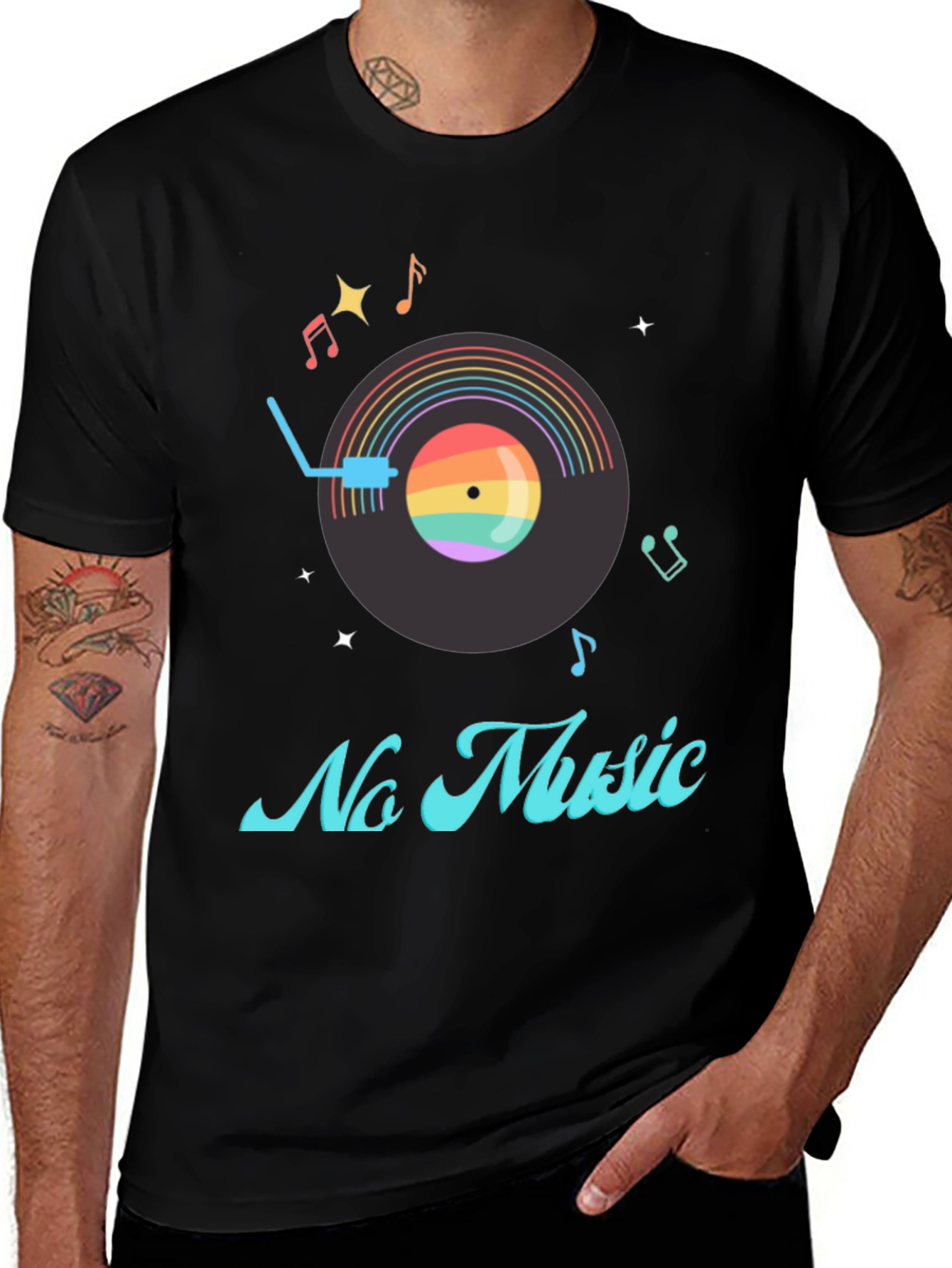 Variant 20 of No Music Rainbow Vinyl Record T-Shirt