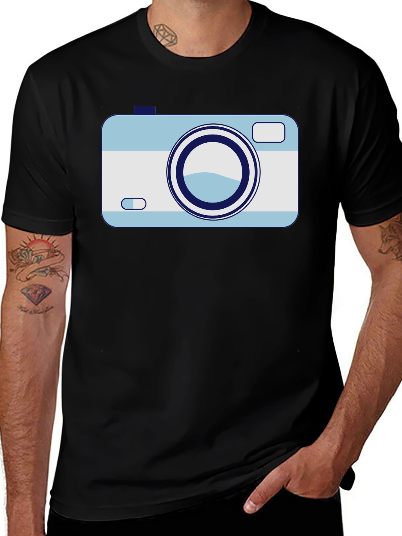 Variant 5 of Retro Camera Graphic Tee - Black