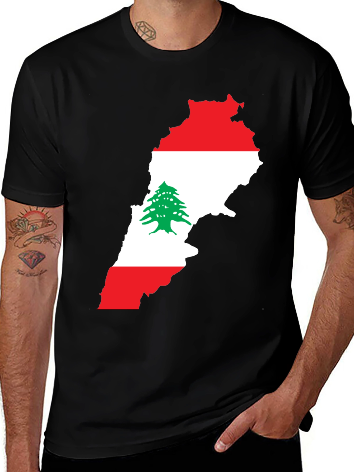 Lebanon Flag Map Graphic Tee - Patriotic Lebanese T-Shirt