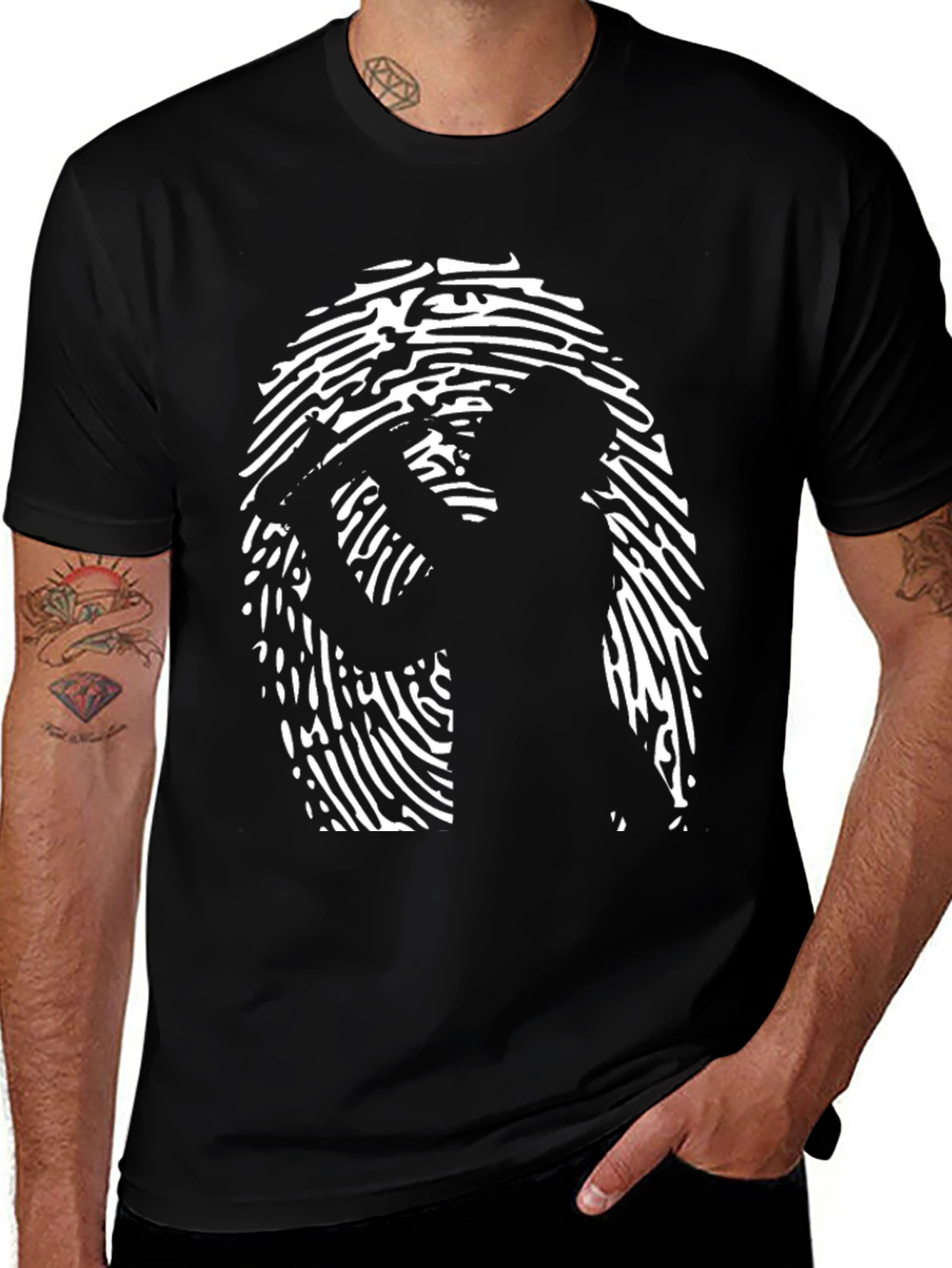 Variant 28 of Fingerprint Detective Black T-Shirt