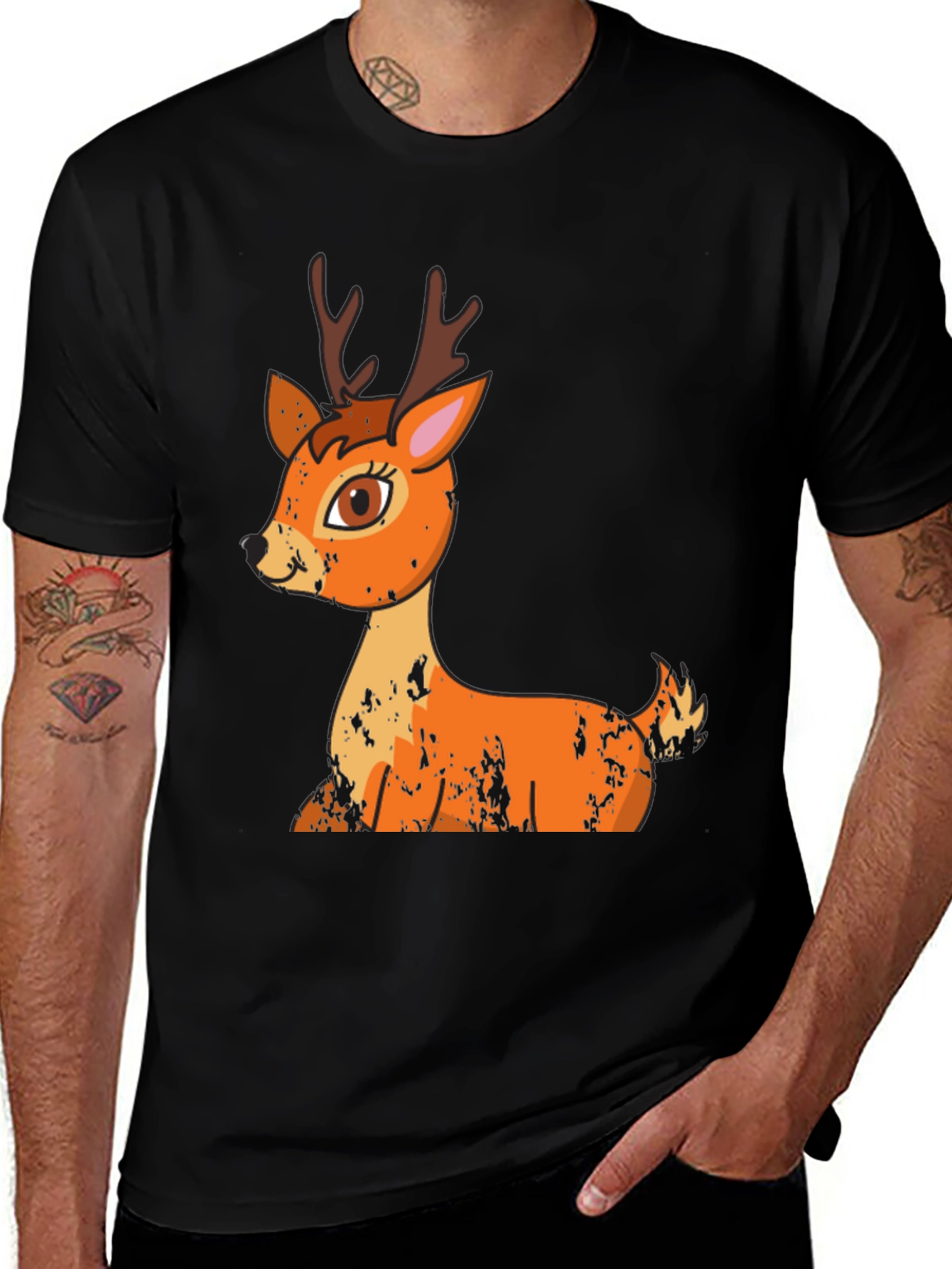 Variant 25 of Cute Deer Graphic Tee - Black Unisex T-Shirt